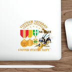 Die-Cut Vinyl Sticker - Navy - Vietnam  Veteran - w Medals - VN - Seabee