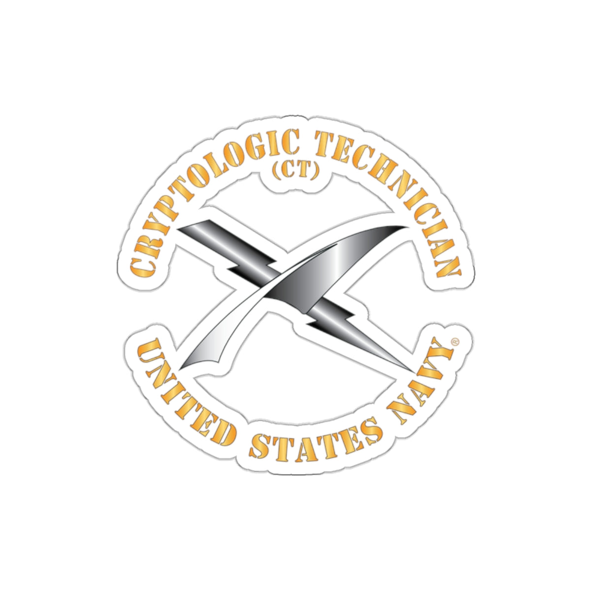 Die-Cut Vinyl Sticker - Navy - Rate - Cryptologic Technician (CT)