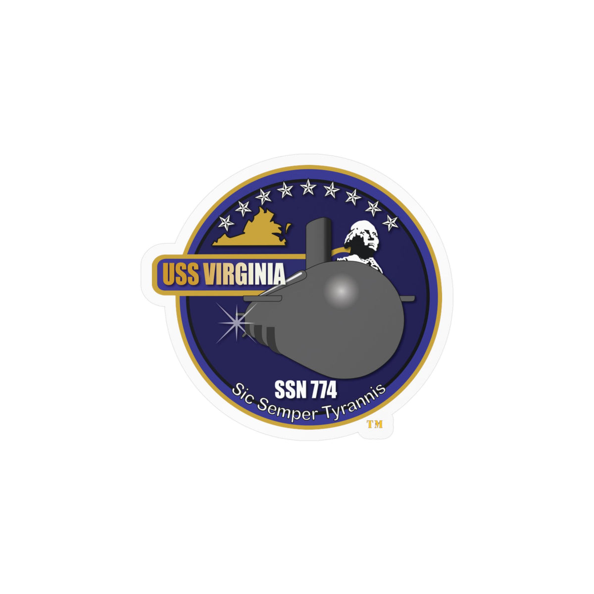 Kiss-Cut Vinyl Decal - Navy - USS Virginia (SSN-774) wo txt X 300