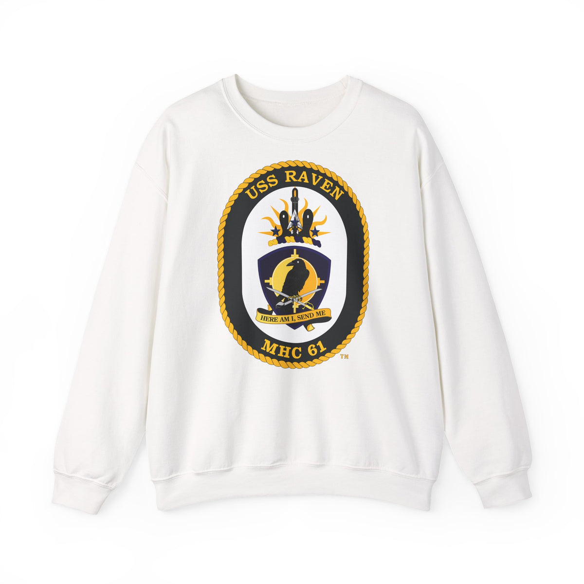 Unisex Heavy Blend™ Crewneck Sweatshirt - Navy - USS Raven (MHC-61) wo txt