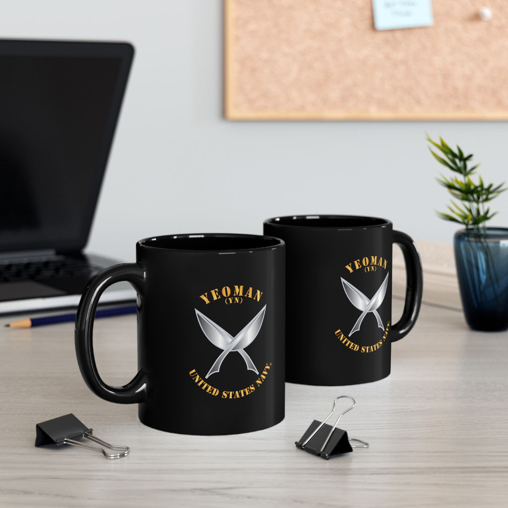 Black Mug (11oz, 15oz) - Navy - Rate - Yeoman (YN)