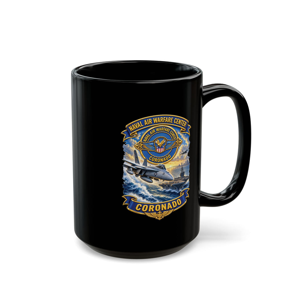 Black Mug (11oz, 15oz) - NAVY - Naval Air Warfare Center - Coronado - Crest - with Scene - 3D - Enhanced