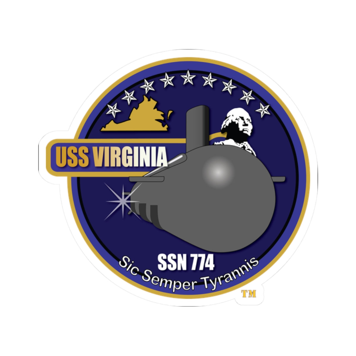 Kiss-Cut Stickers - Navy - USS Virginia (SSN-774) wo txt X 300