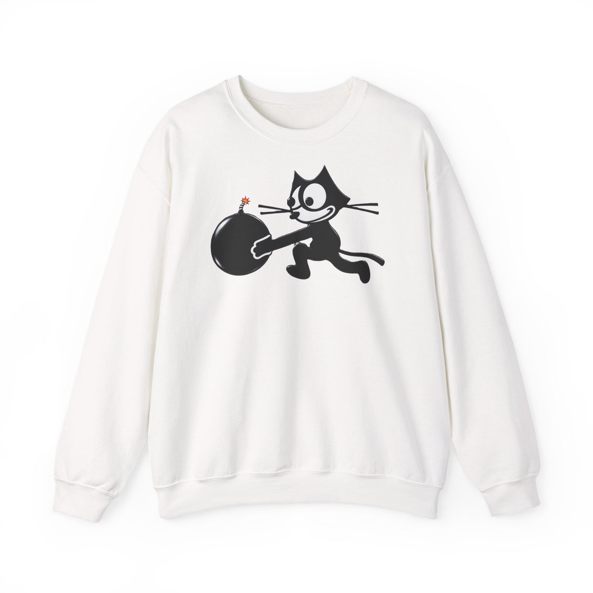 Unisex Heavy Blend™ Crewneck Sweatshirt - NAVY - Fighting Squadron - VF 3 - WWII FELIX Insignia wo Txt - 3D - Enhanced