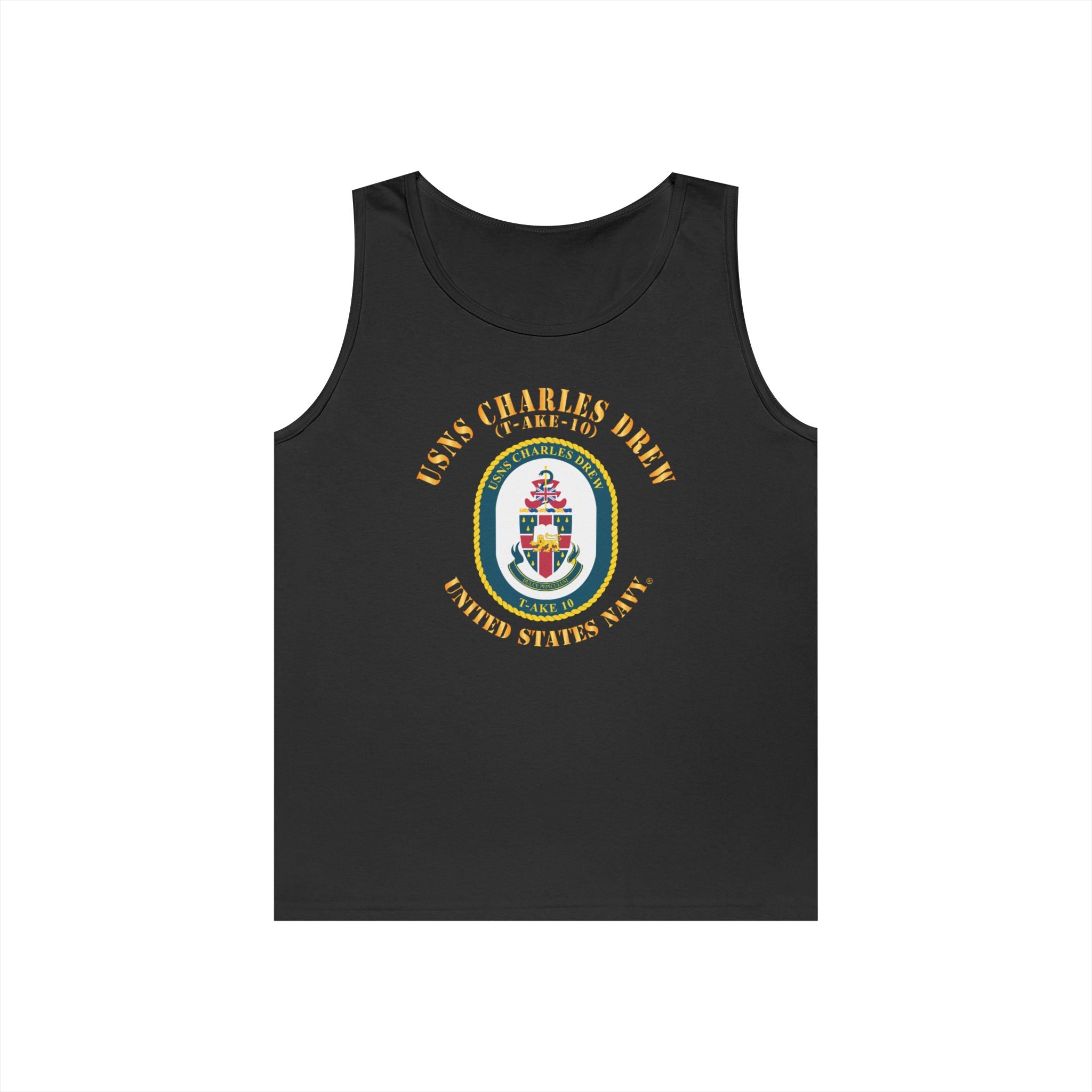 Unisex Heavy Cotton Tank Top - Navy - USNS Charles Drew (T-AKE 10)