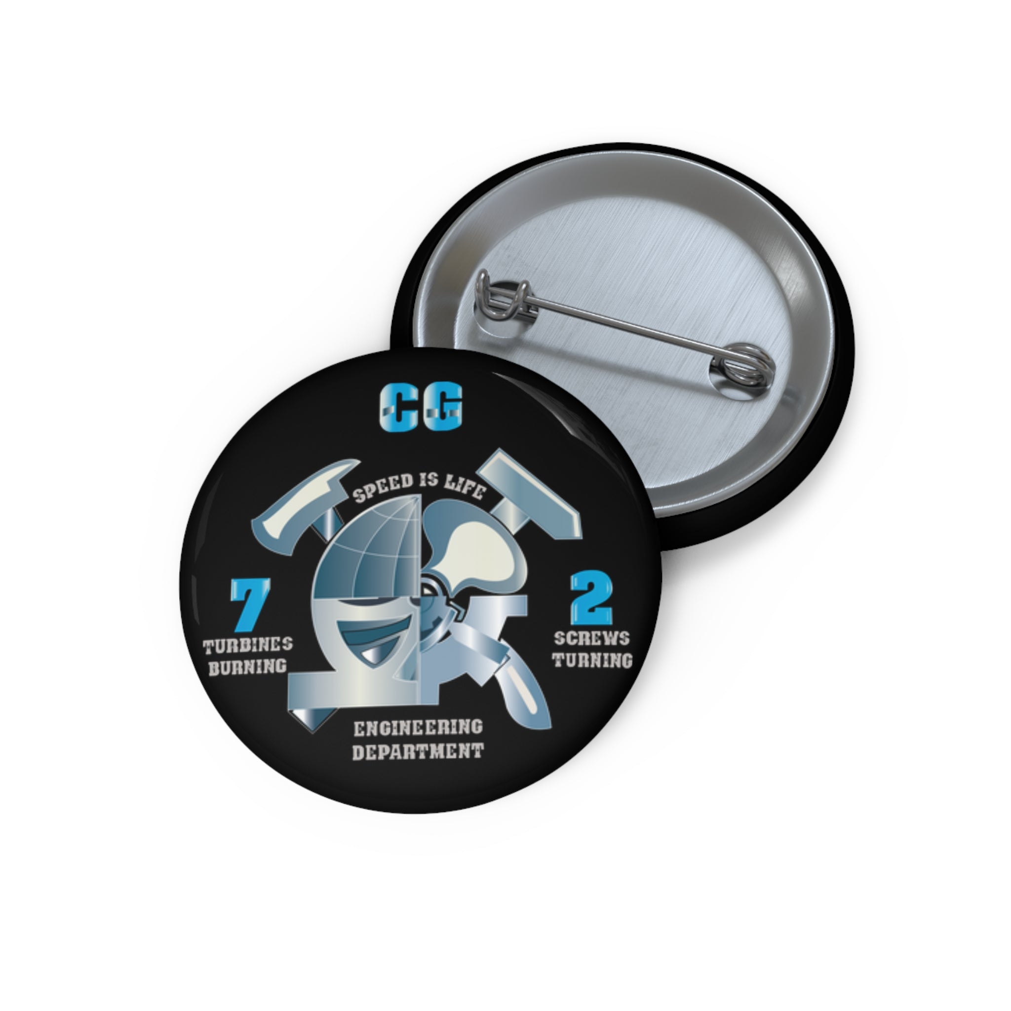 Custom Pin Button - Navy - CG 72 - Engineering Department