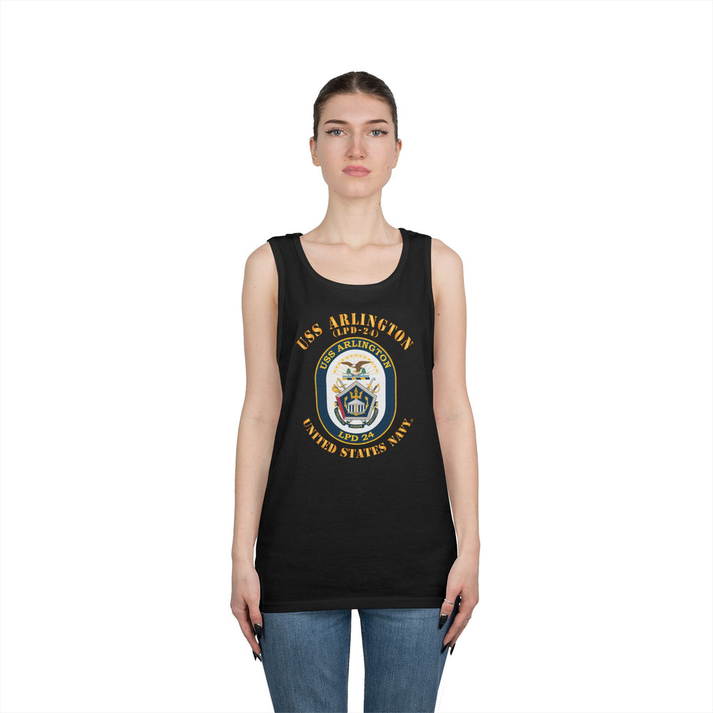 Unisex Heavy Cotton Tank Top - Navy - USS Arlington (LPD-24)