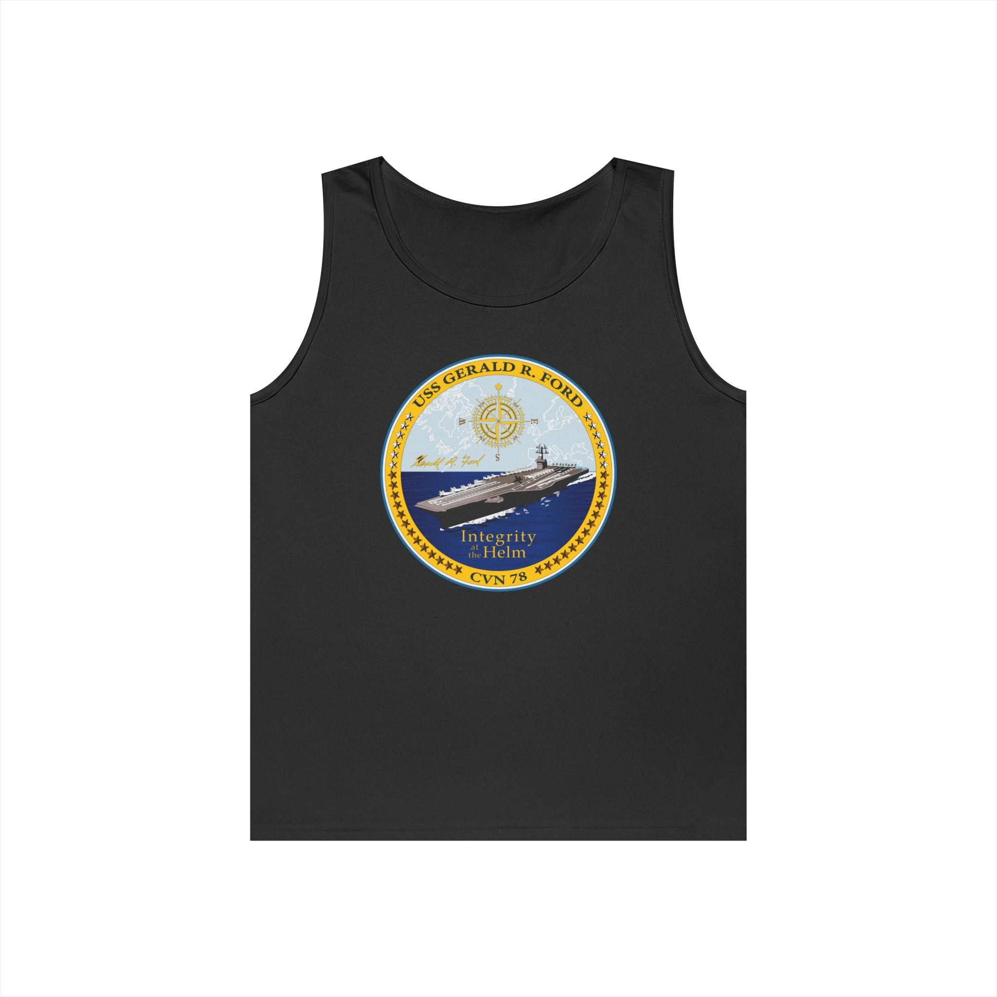 Unisex Heavy Cotton Tank Top - Navy - USS Gerald R. Ford (CVN-78) wo txt