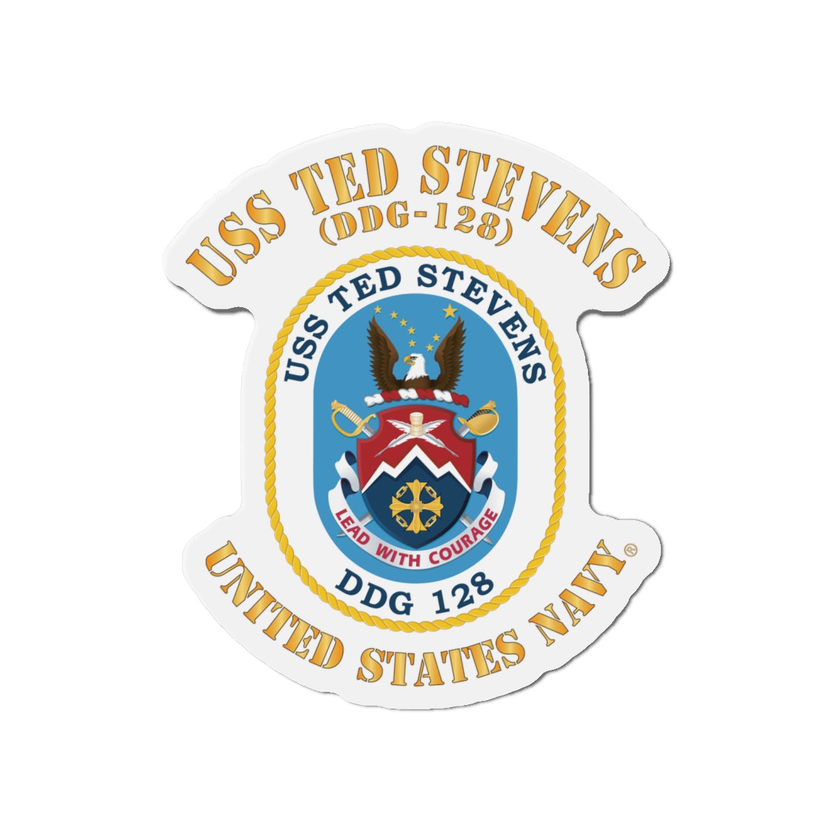 Die-Cut Magnet - Navy - USS Ted Stevens (DDG-128)