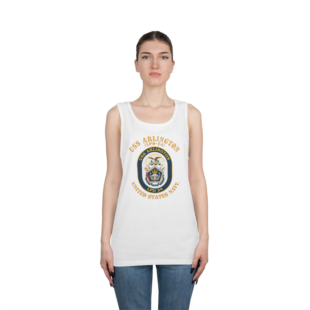 Unisex Heavy Cotton Tank Top - Navy - USS Arlington (LPD-24)