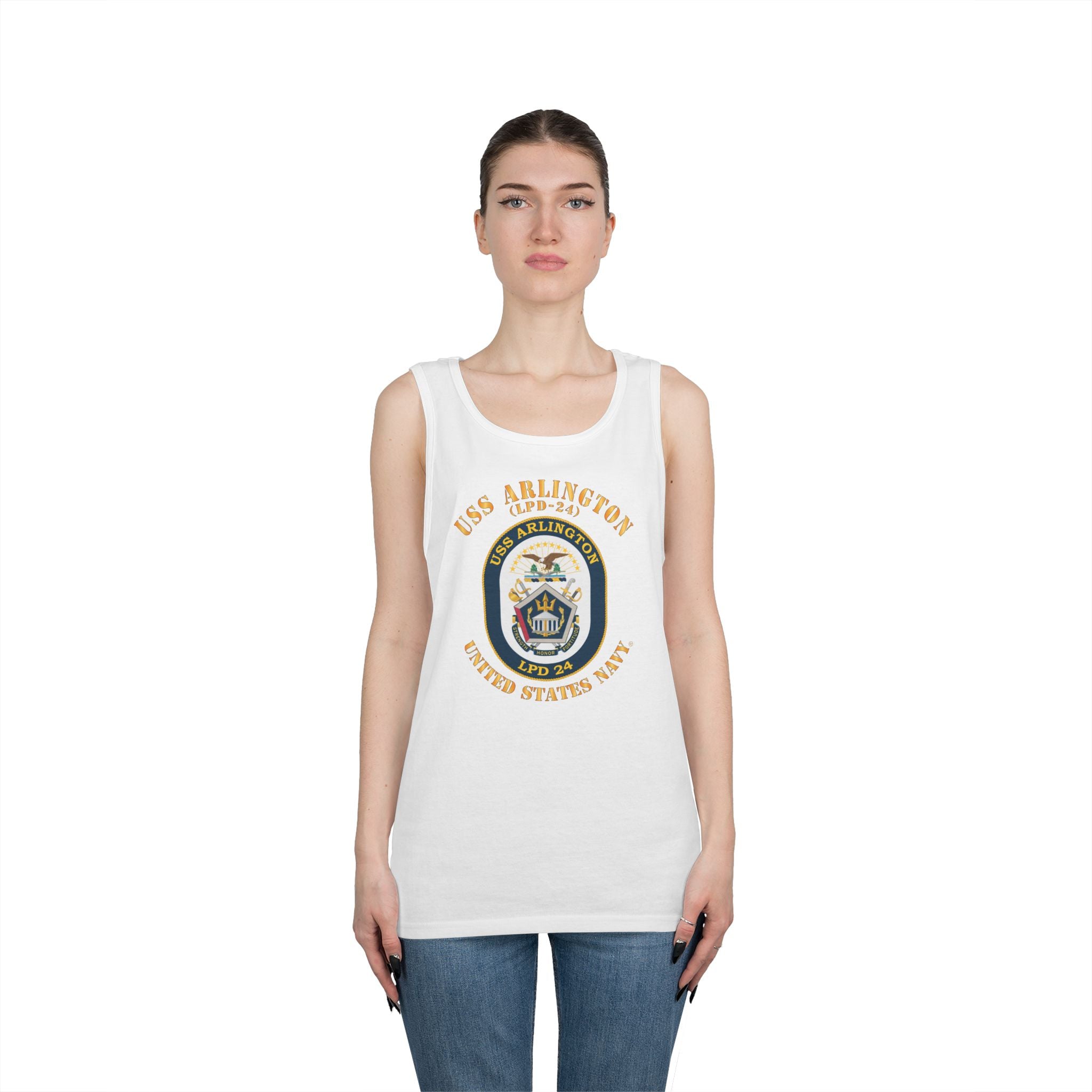 Unisex Heavy Cotton Tank Top - Navy - USS Arlington (LPD-24)