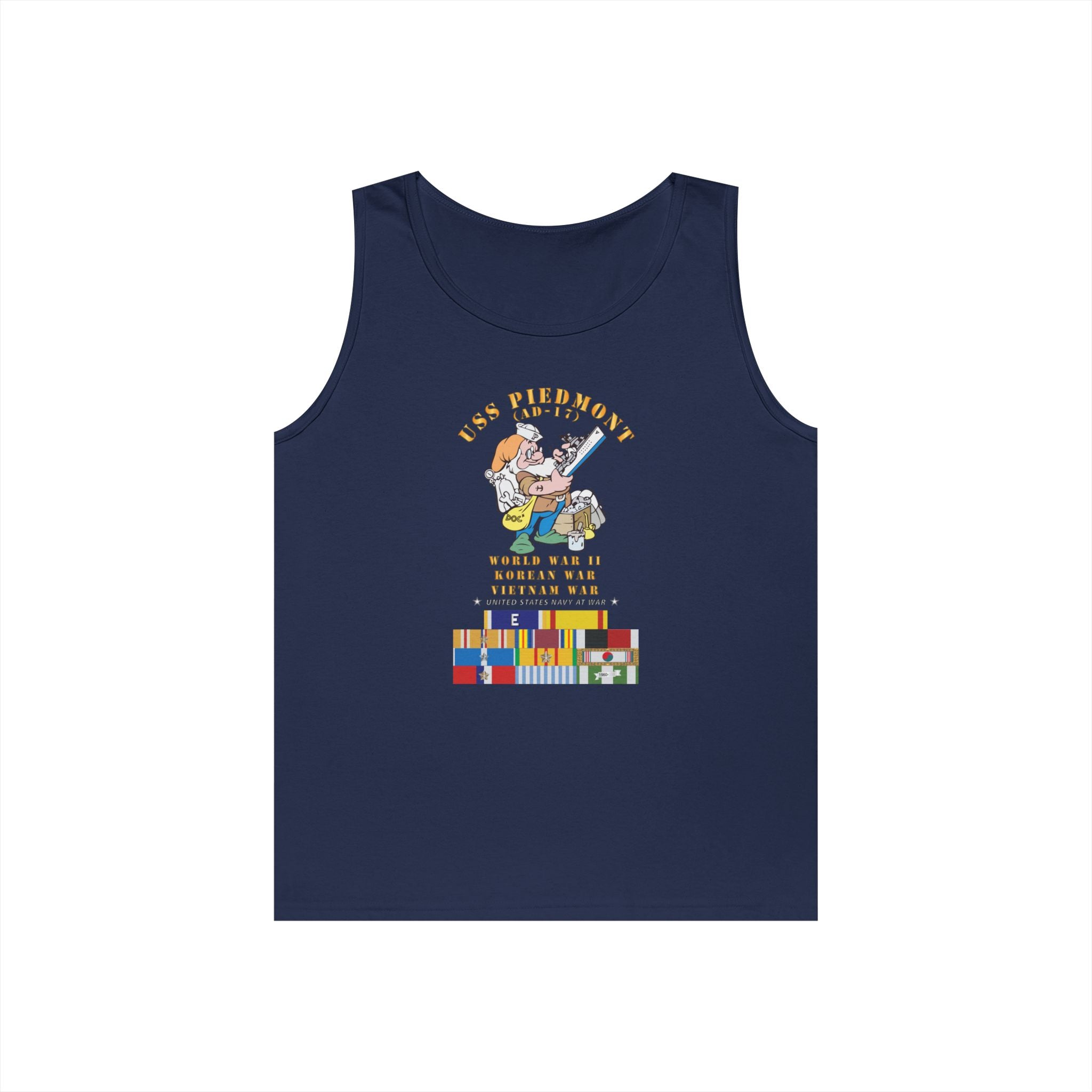 Unisex Heavy Cotton Tank Top - Navy - USS Piedmont (AD-17) w WWII - KOREA - VN SVC
