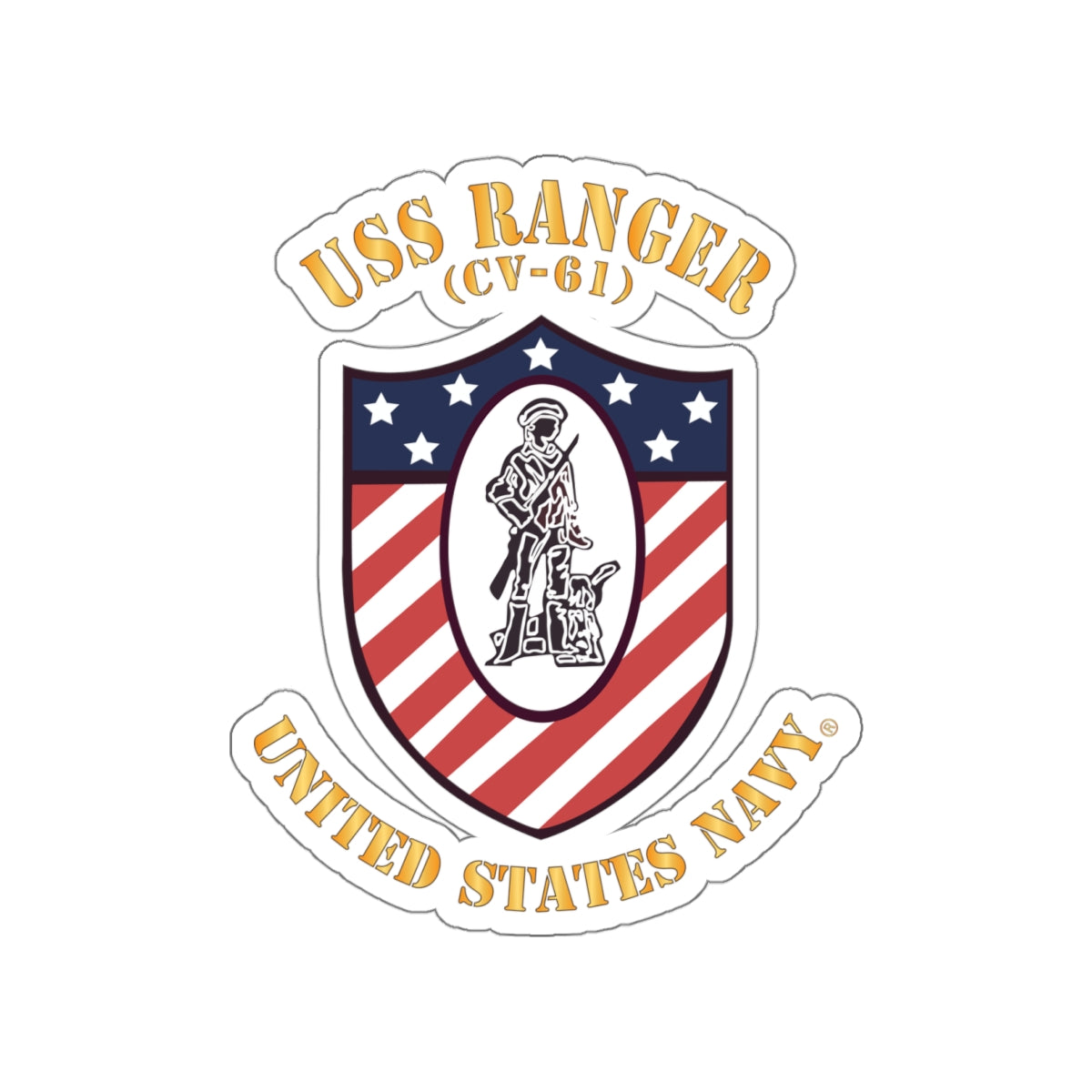 Die-Cut Vinyl Sticker - Navy - USS Ranger (CV-61) X 300
