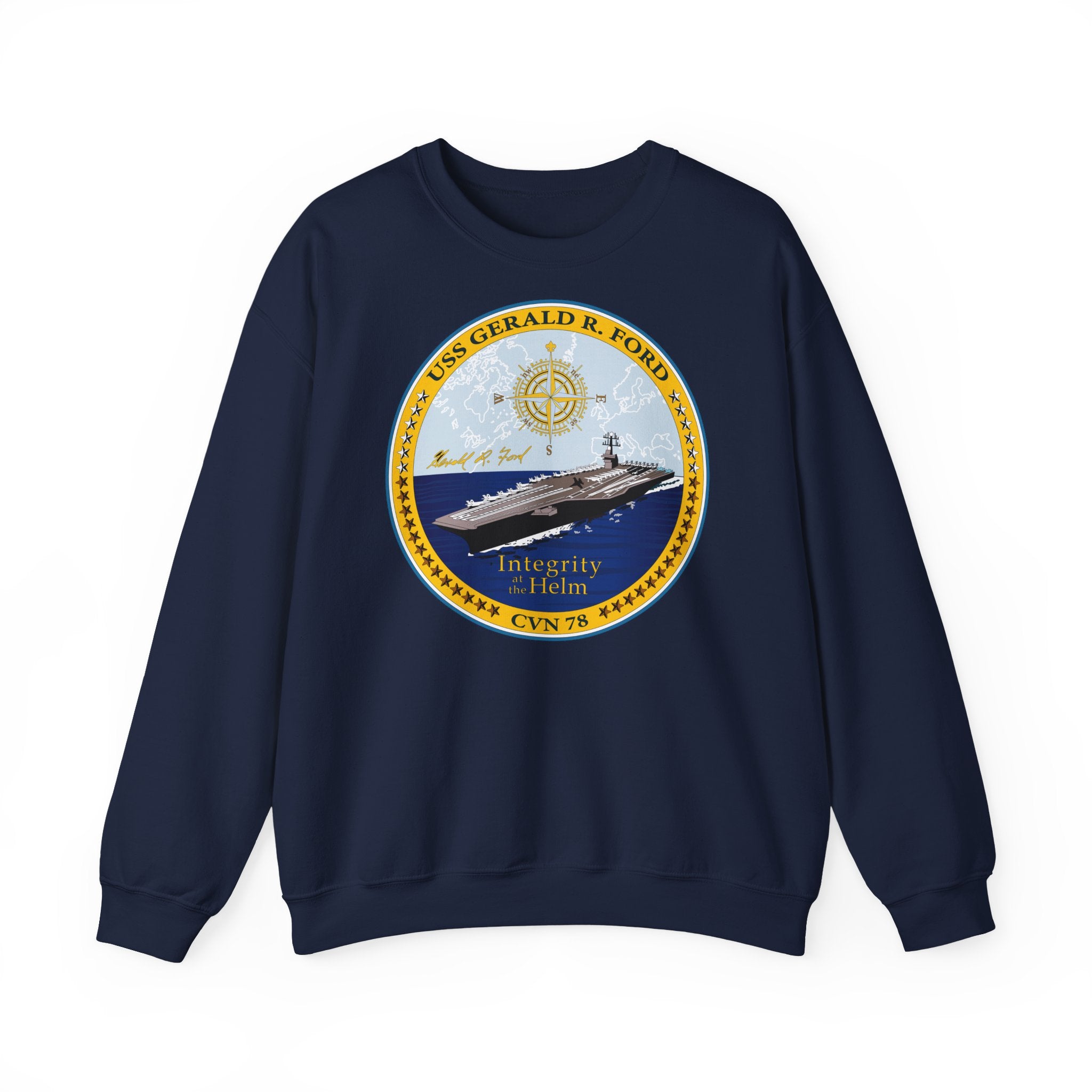 Unisex Heavy Blend™ Crewneck Sweatshirt - Navy - USS Gerald R. Ford (CVN-78) wo txt