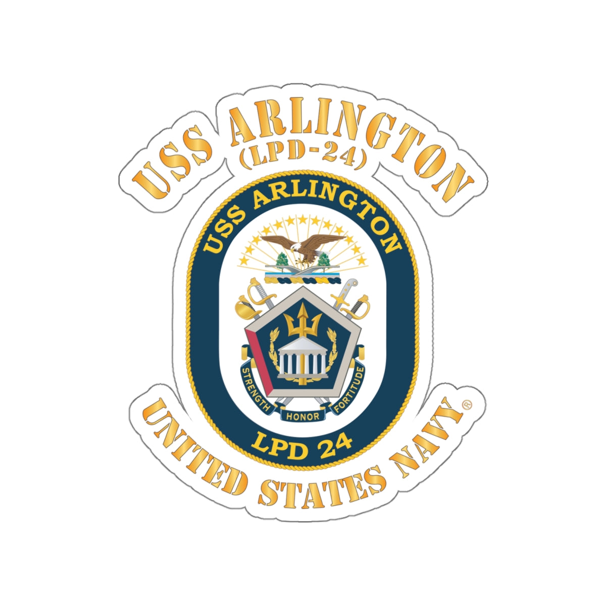 Die-Cut Vinyl Sticker - Navy - USS Arlington (LPD-24)