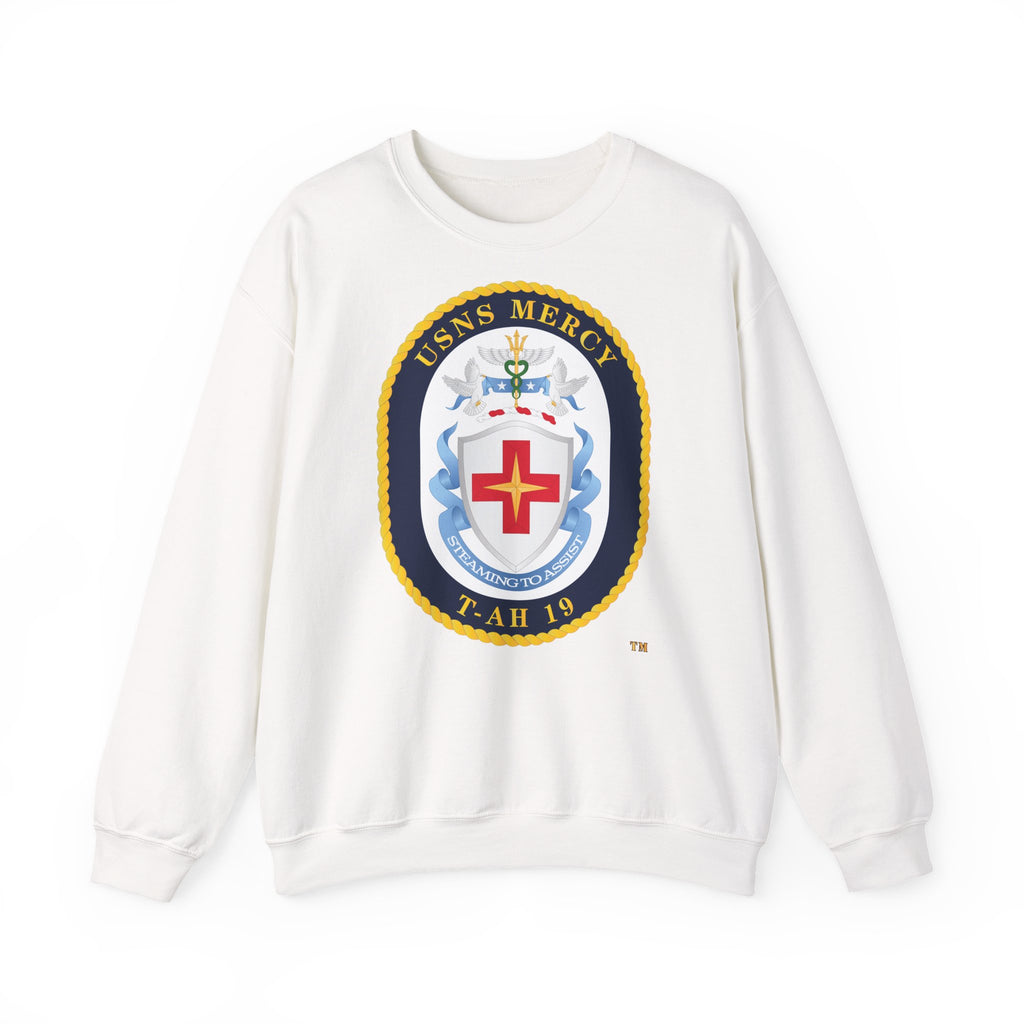 Unisex Heavy Blend™ Crewneck Sweatshirt - Navy - USNS Mercy (T-AH-19) - Crest wo Txt