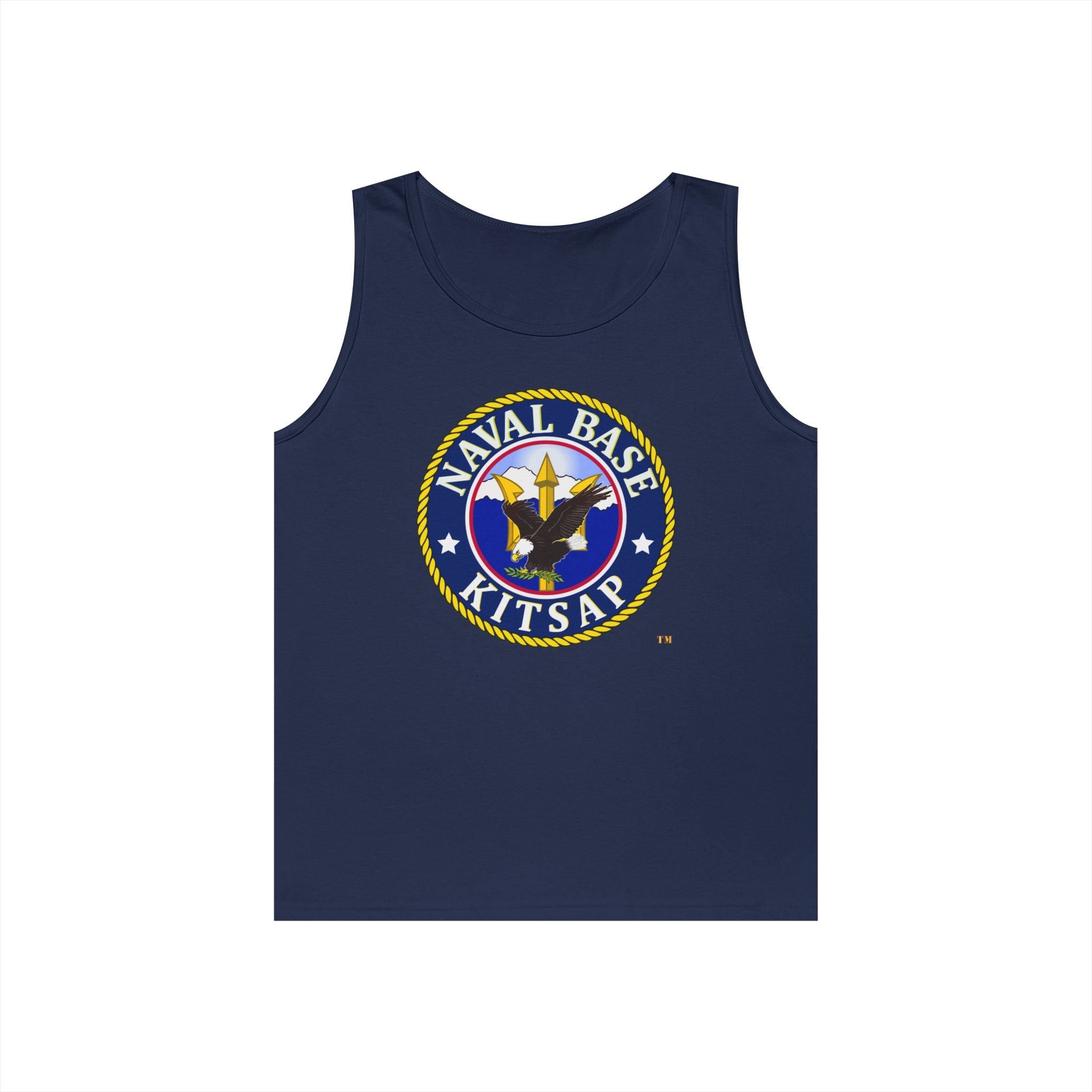 Unisex Heavy Cotton Tank Top - Navy - Naval Base Kitsap wo txt