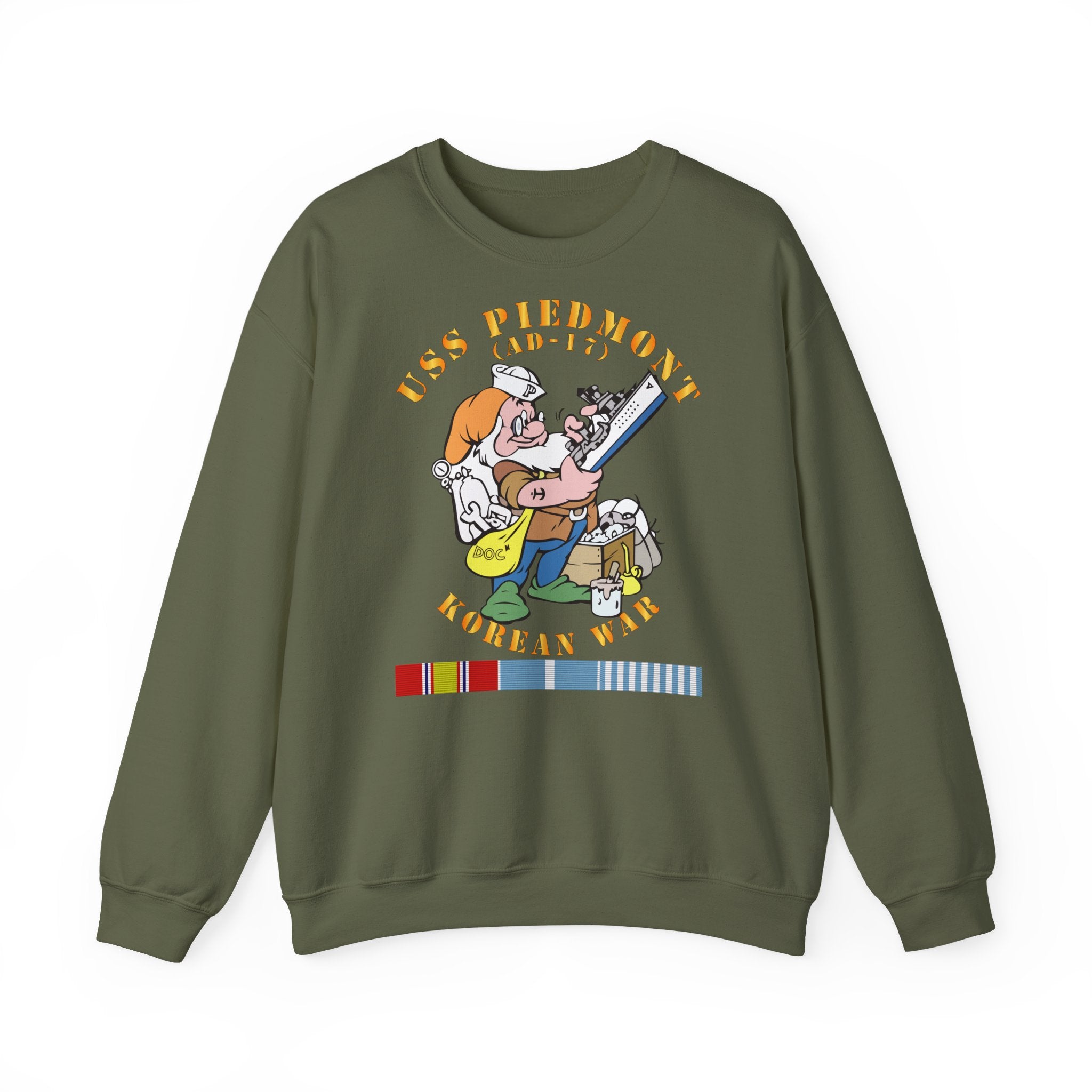 Unisex Heavy Blend™ Crewneck Sweatshirt - Navy - USS Piedmont (AD-17) w KOREA SVC - Korean War