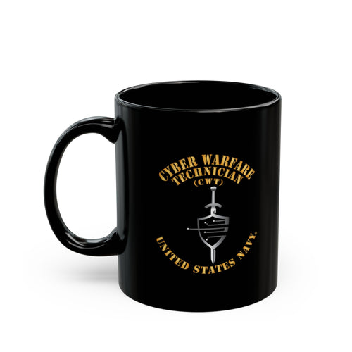 Black Mug (11oz, 15oz) - Navy - Rate - Cyber Warfare Technician (CWT)