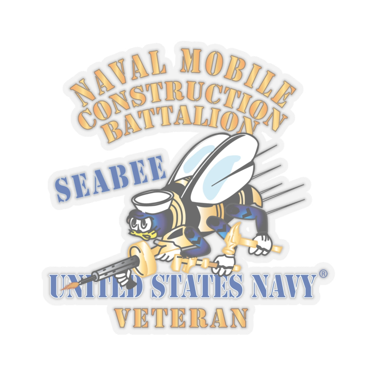 Kiss-Cut Stickers - Navy - Seabee - Veteran