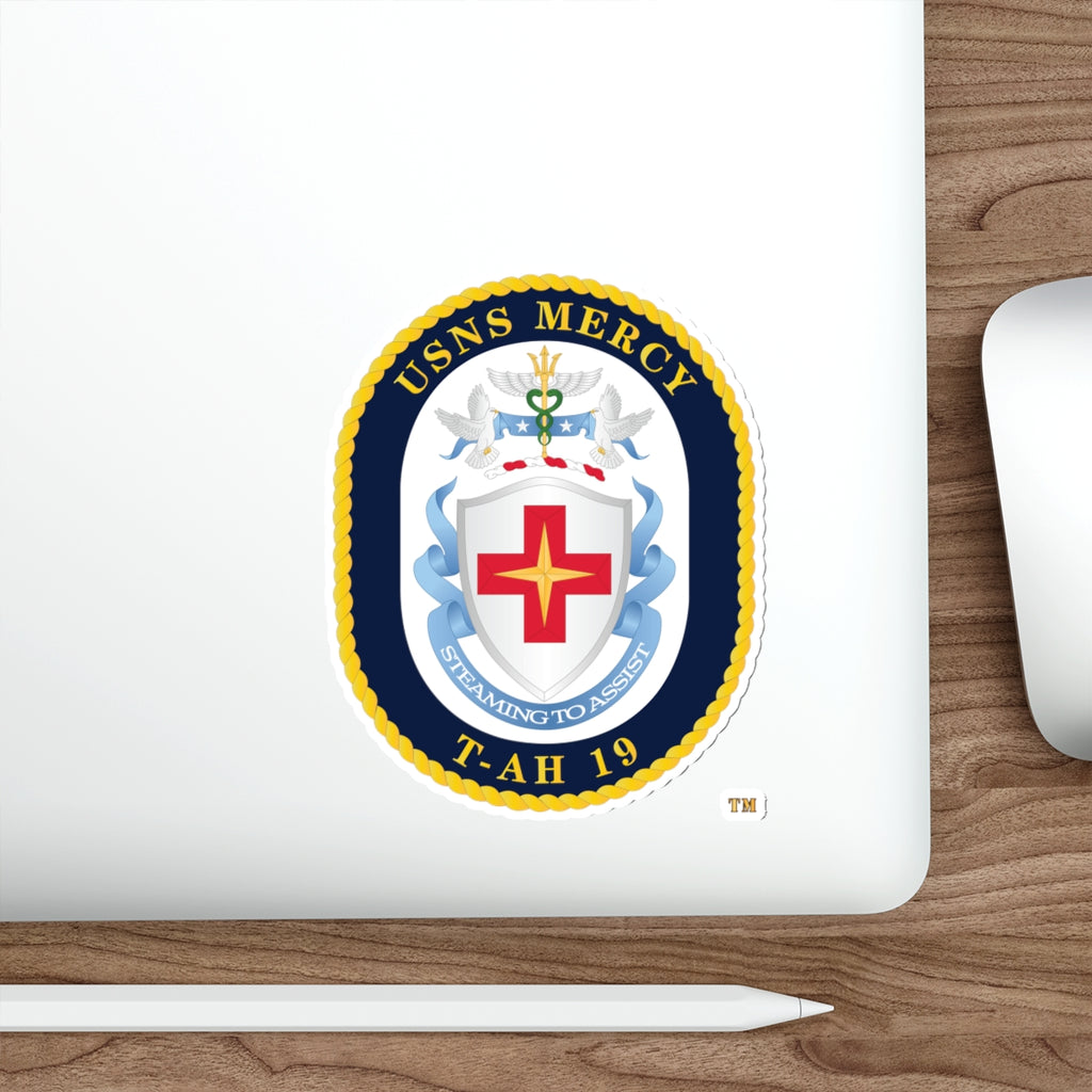 Die-Cut Vinyl Sticker - Navy - USNS Mercy (T-AH-19) - Crest wo Txt