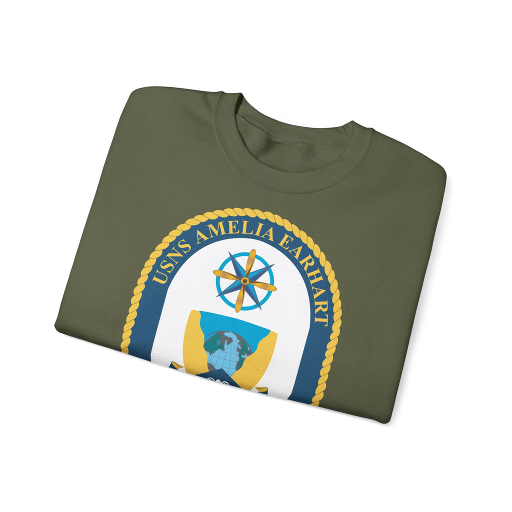 Unisex Heavy Blend™ Crewneck Sweatshirt - Navy - USNS Amelia Earhart (T-AKE 6) wo txt