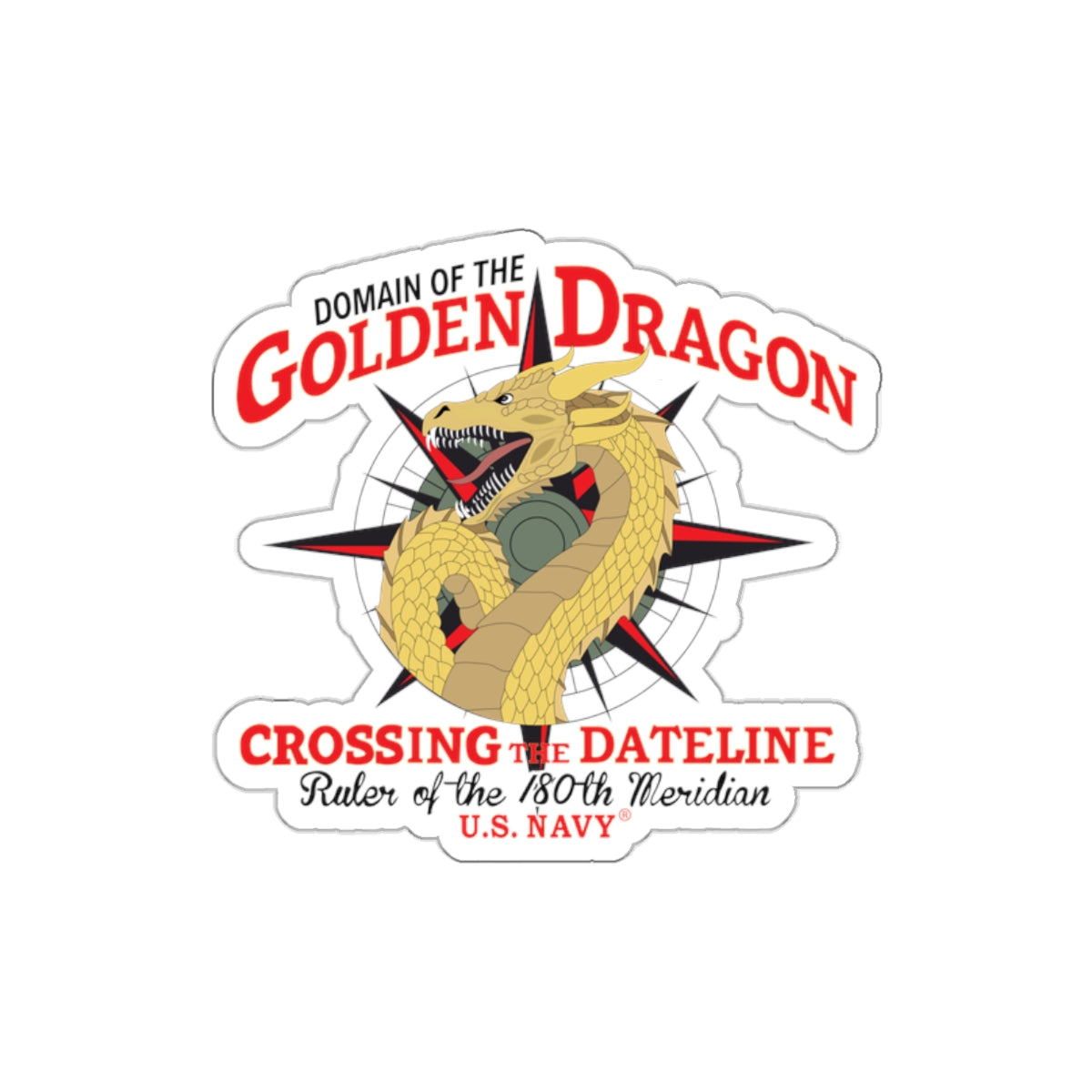Die-Cut Vinyl Sticker - Navy - Domain of the Golden Dragon wo Txt X 300