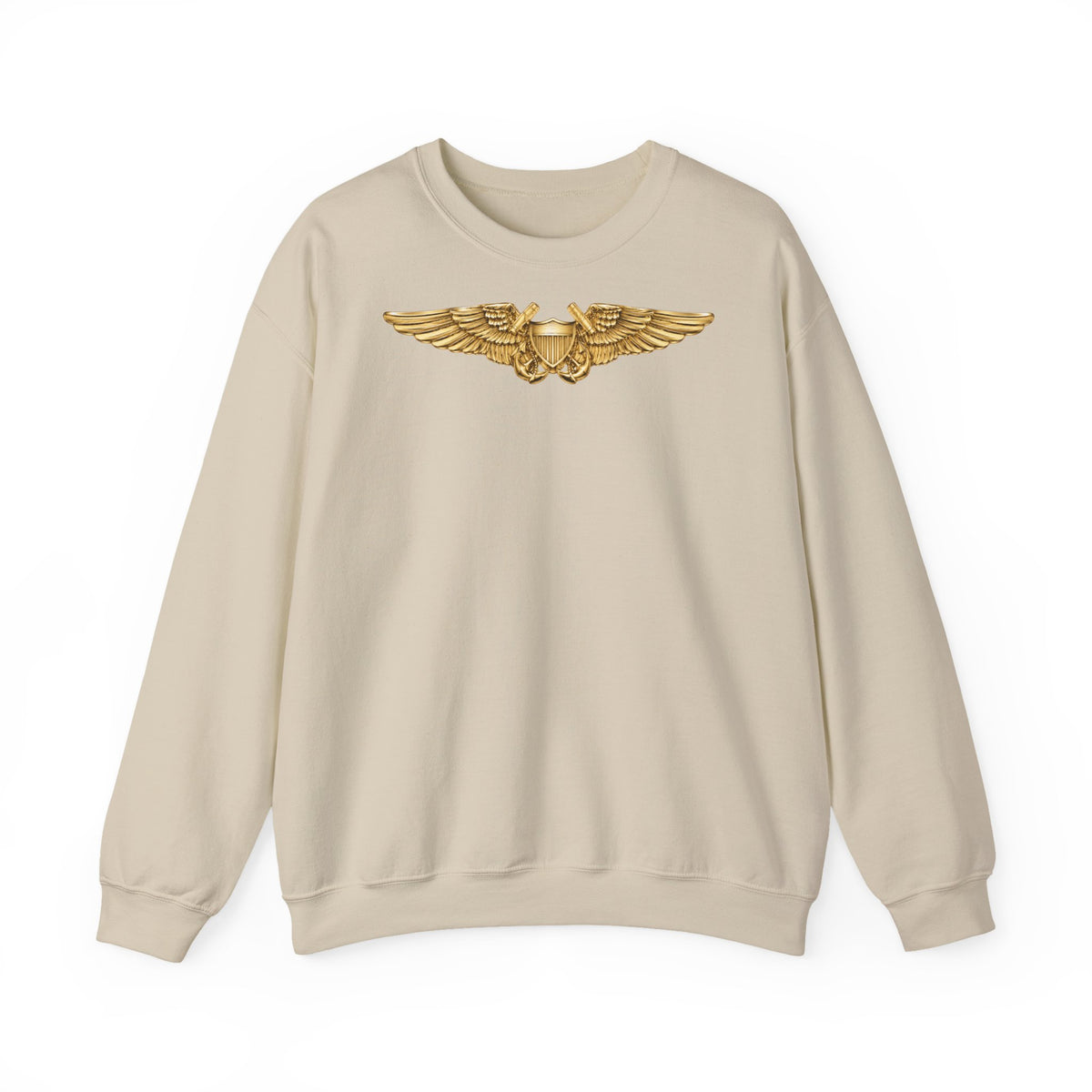 Unisex Heavy Blend™ Crewneck Sweatshirt - Navy - Badge - Naval Flight Officer Wings wo txt - 3D - Enhanced