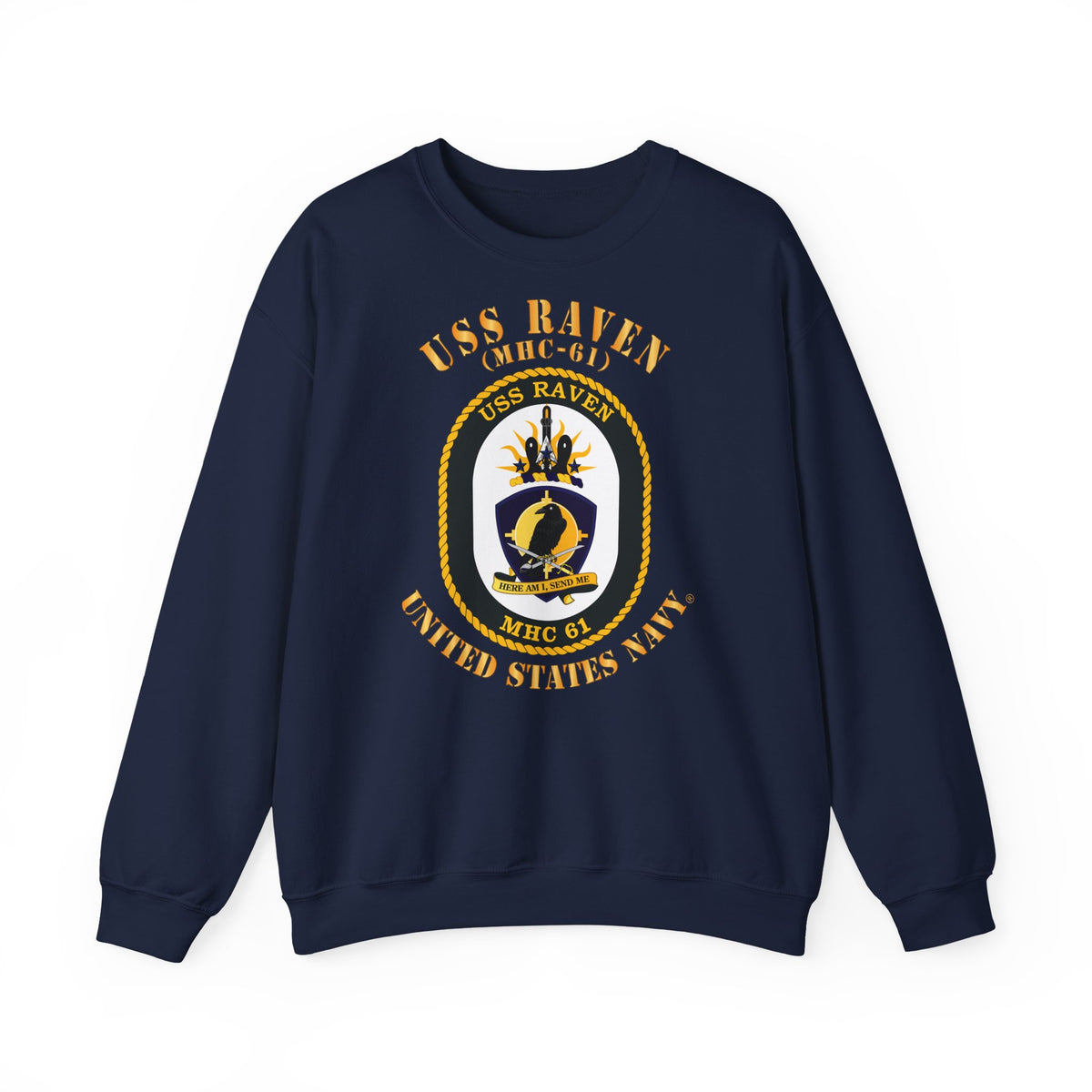 Unisex Heavy Blend™ Crewneck Sweatshirt - Navy - USS Raven (MHC-61)