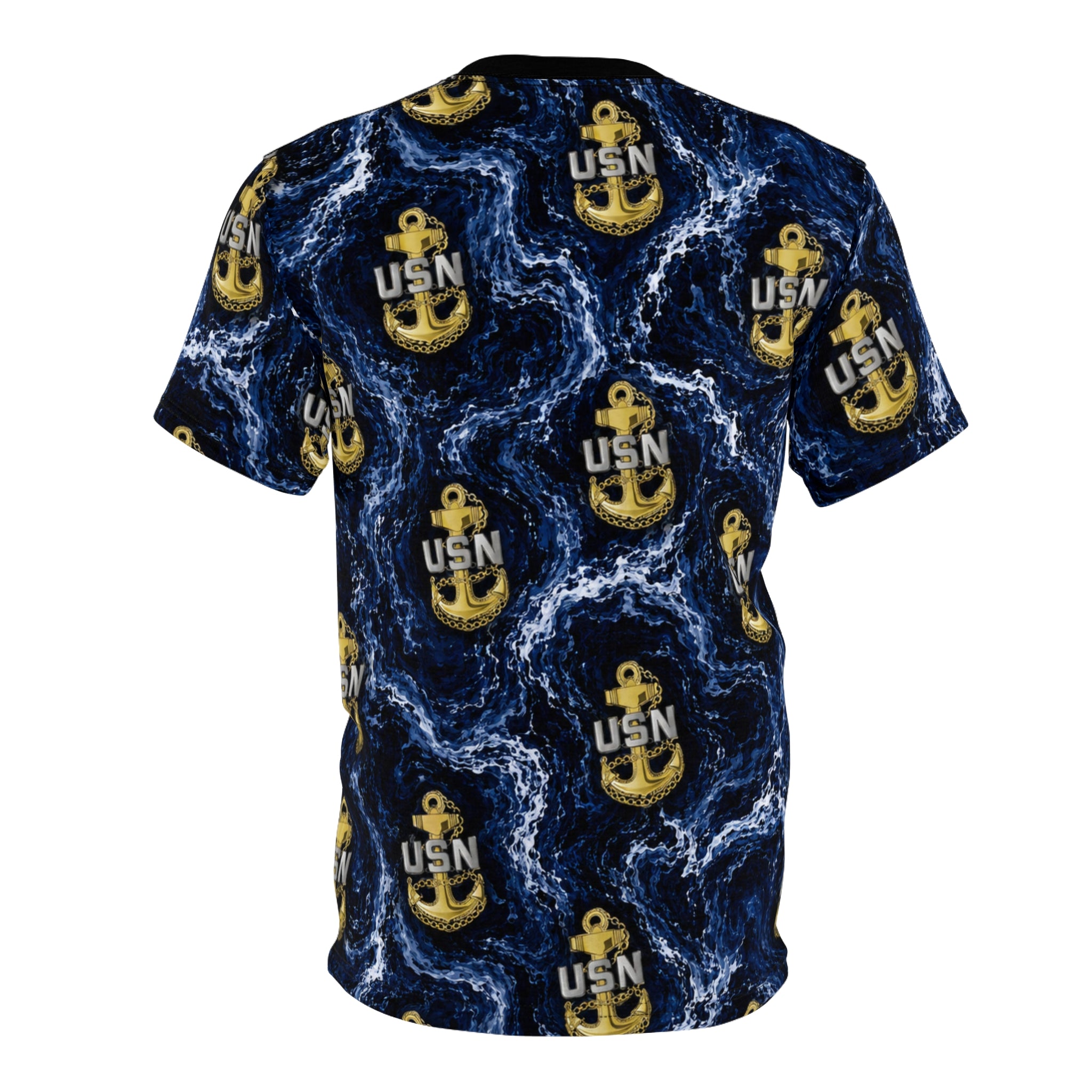 USN Anchor All-Over Print Tee — Navy Wave Military Shirt