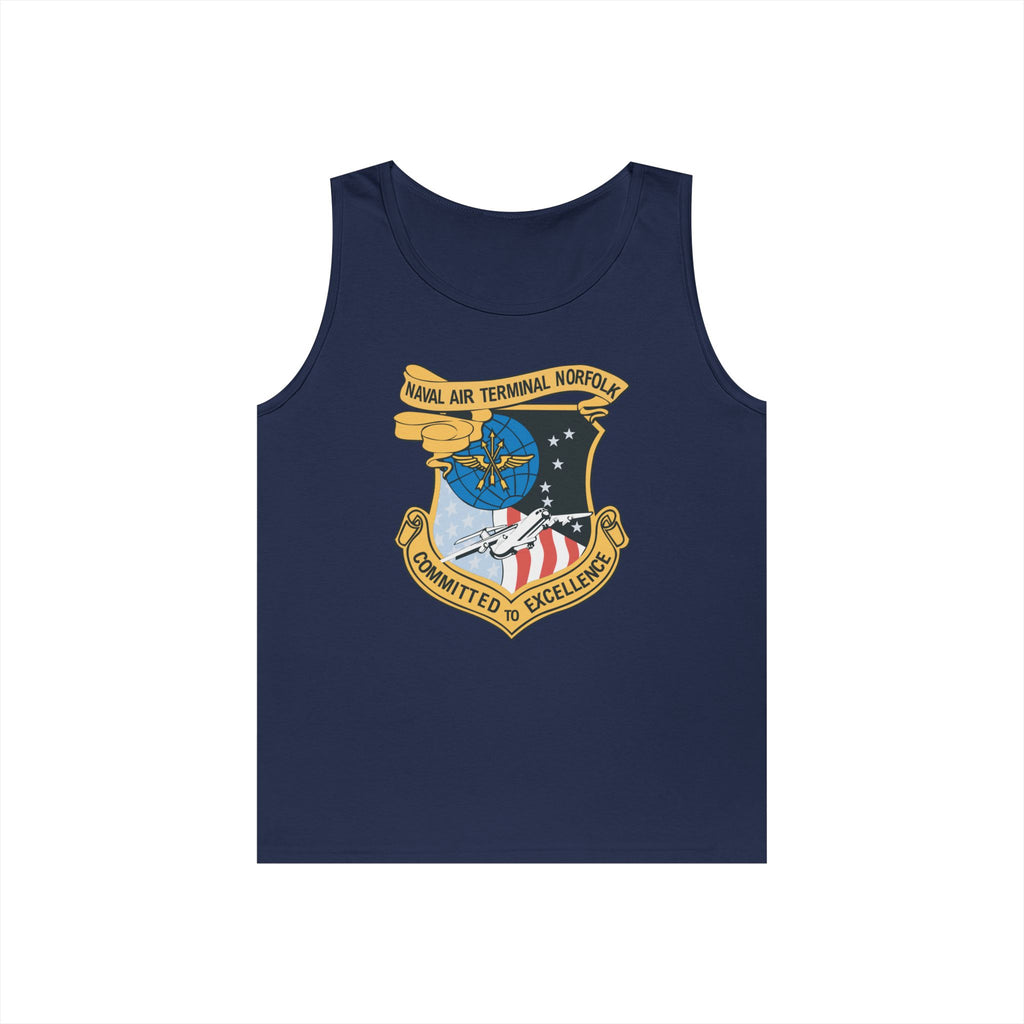 Unisex Heavy Cotton Tank Top - Navy - Naval Air Terminal Norfolk wo Txt