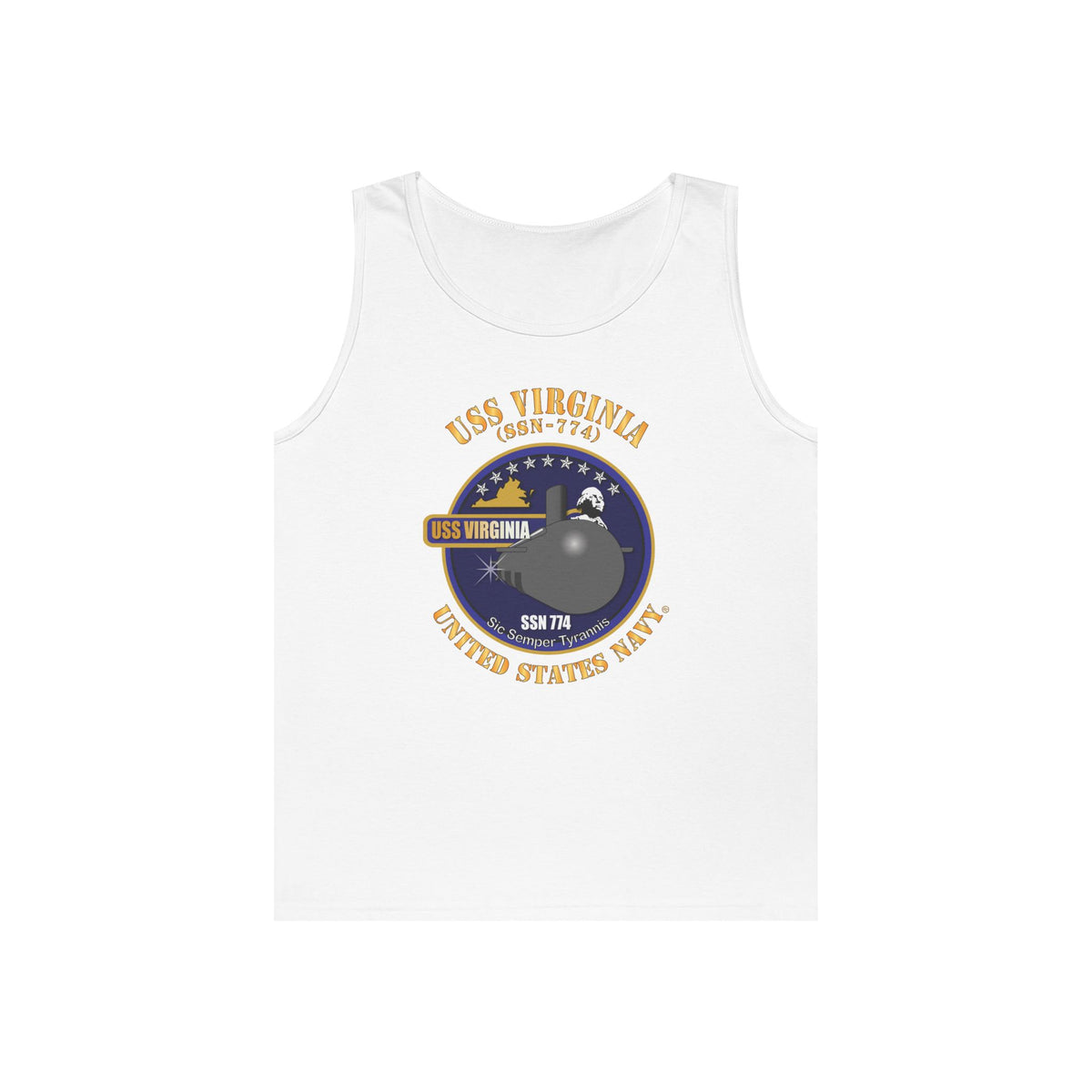 Unisex Heavy Cotton Tank Top - Navy - USS Virginia (SSN-774) X 300