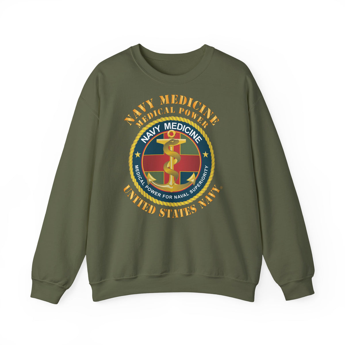 Unisex Heavy Blend™ Crewneck Sweatshirt -  Navy Medicine - Medical Power for Naval Superiority X 300