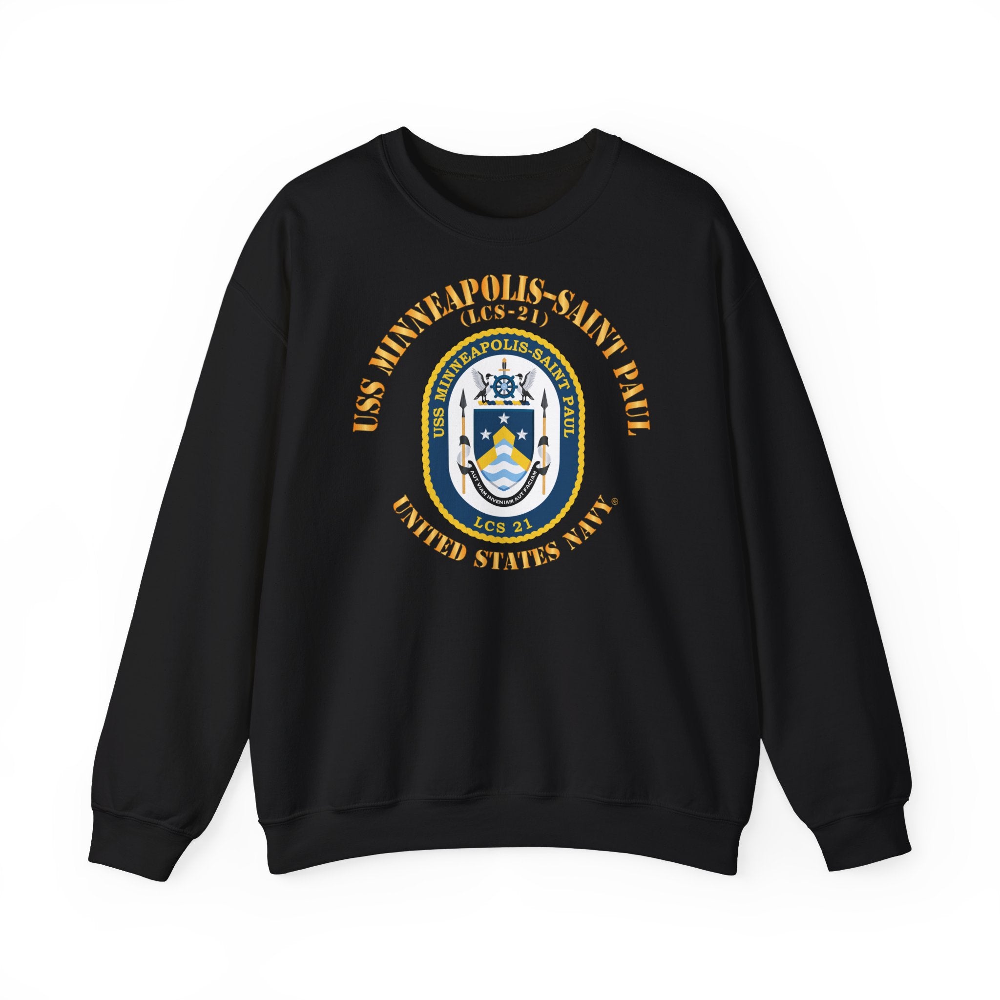 Unisex Heavy Blend™ Crewneck Sweatshirt - Navy - USS Minneapolis–Saint Paul (LCS-21)