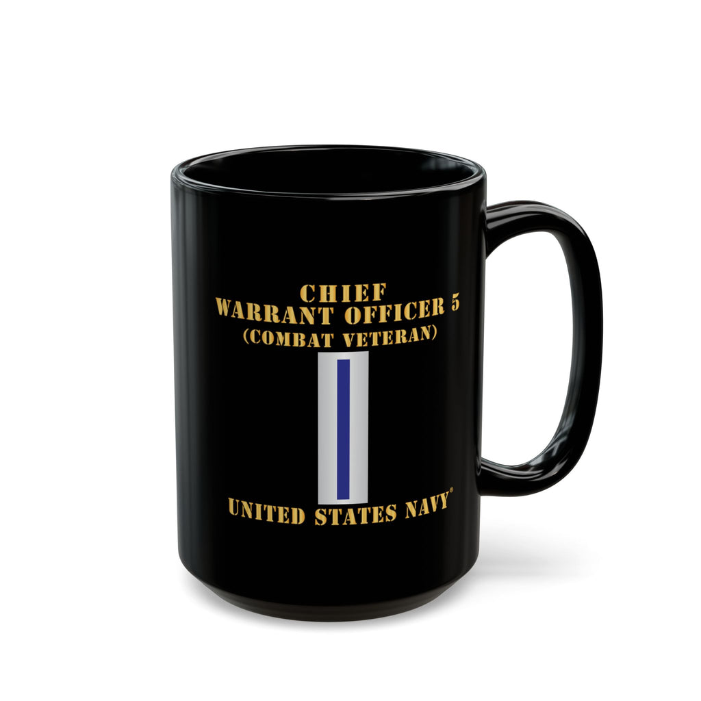 Black Mug (11oz, 15oz) - Navy - Chief Warrant Officer 5 - CW05 - Combat Veteran