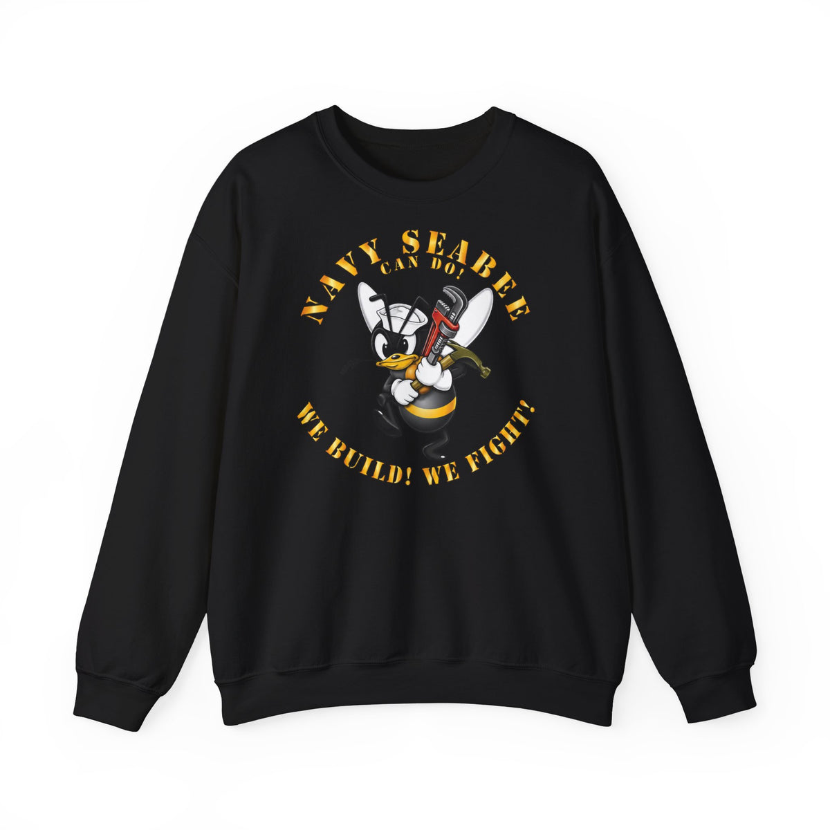 Unisex Heavy Blend™ Crewneck Sweatshirt - Navy - Navy SeaBee - w Wrench and Hammer X 300