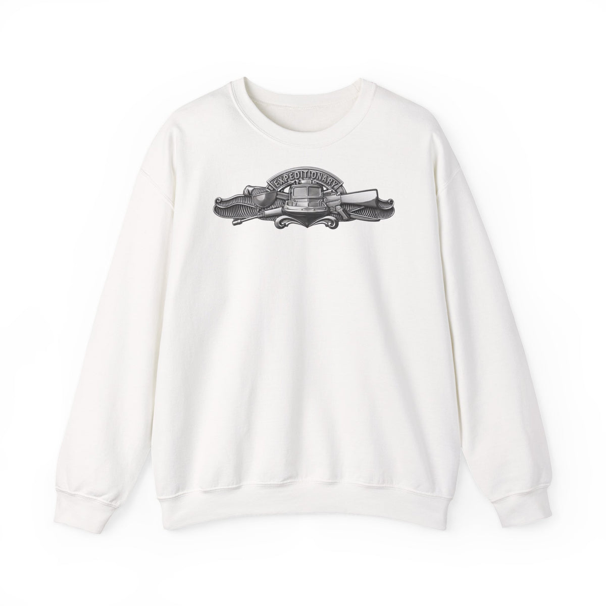 Unisex Heavy Blend™ Crewneck Sweatshirt - Navy - Badge - Expeditionary Warfare (EXW) wo txt - Officer - 3D - Enhanced