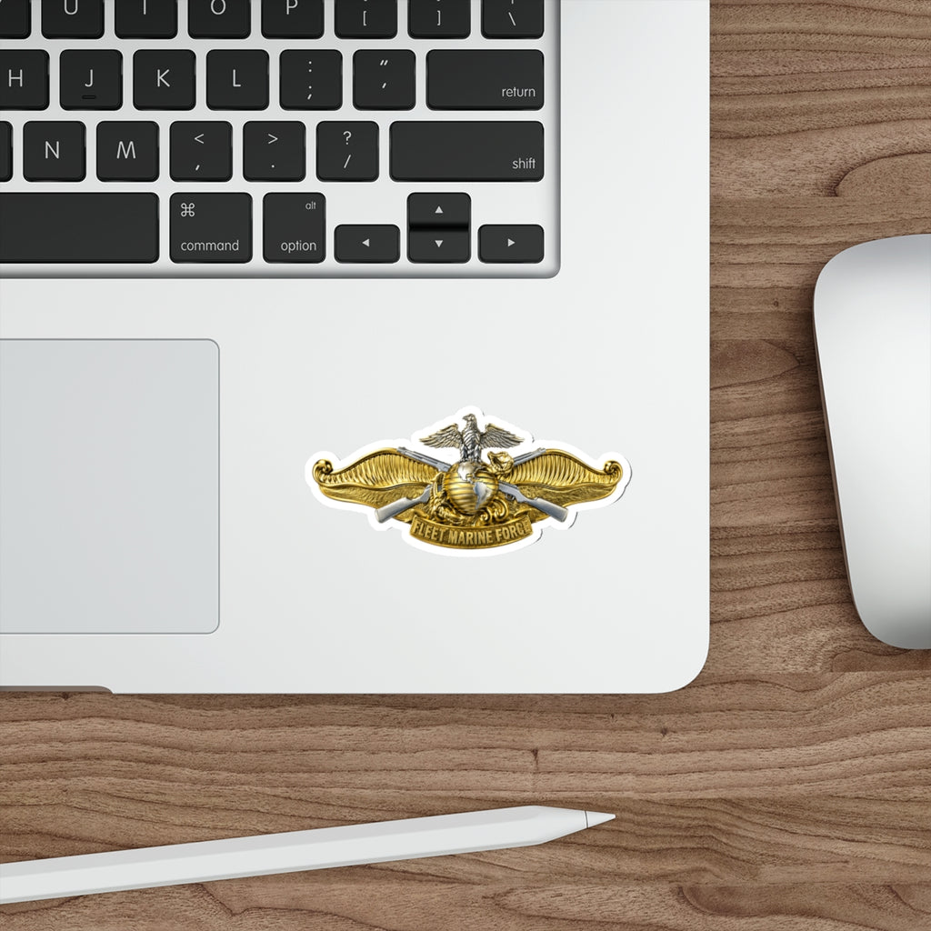 Die-Cut Vinyl Sticker - Navy - Badge - Fleet Marine Force (FMF) wo txt - Officer - 3D - Enhanced