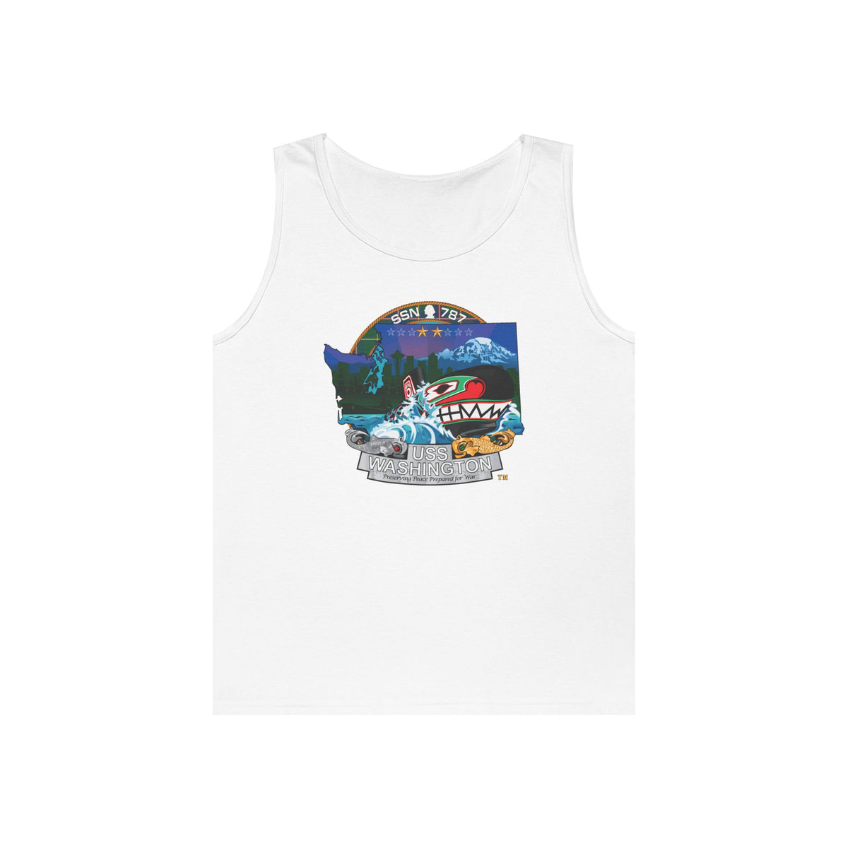 Unisex Heavy Cotton Tank Top - Navy - USS Washington (SSN-787) wo txt X 300