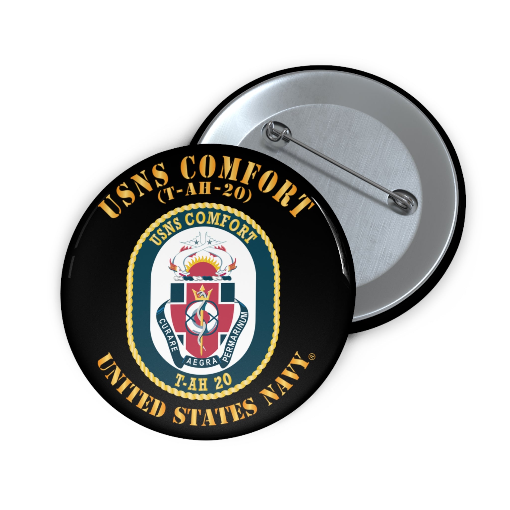 Custom Pin Button - Navy - USNS Comfort (T-AH-20)