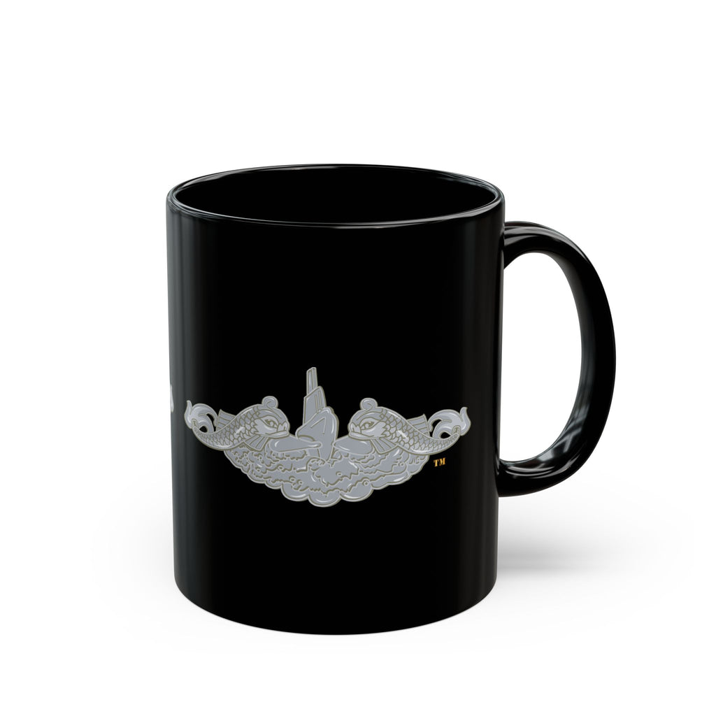 Black Mug (11oz, 15oz) - Navy - Submarine Badge - Silver  wo Txt