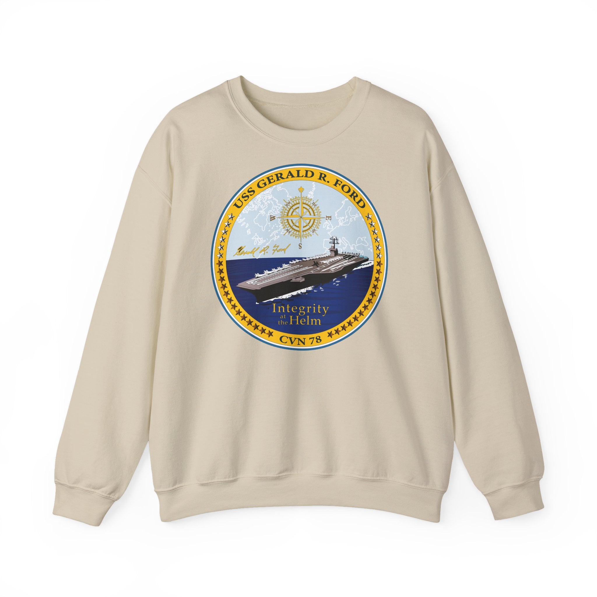 Unisex Heavy Blend™ Crewneck Sweatshirt - Navy - USS Gerald R. Ford (CVN-78) wo txt