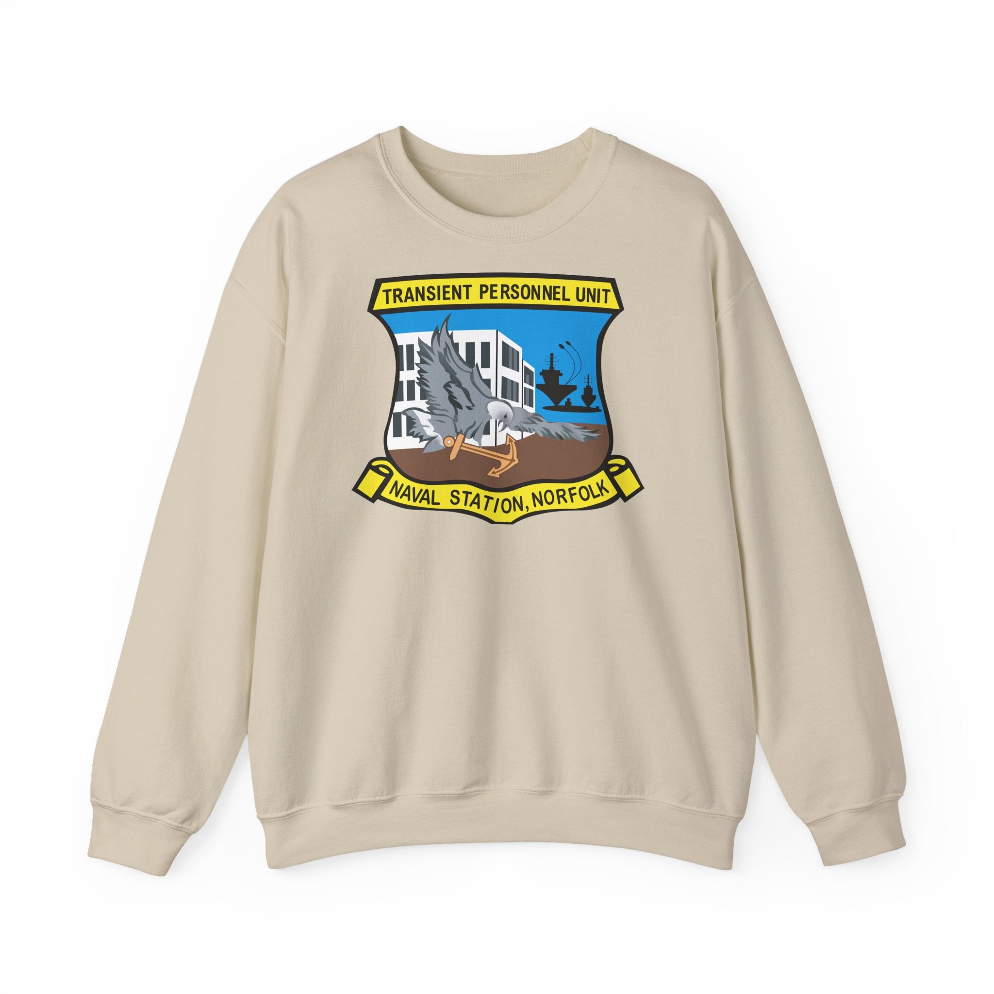 Unisex Heavy Blend™ Crewneck Sweatshirt - Navy - Transient Personnel Unit - Naval Station Norfolk wo Txt