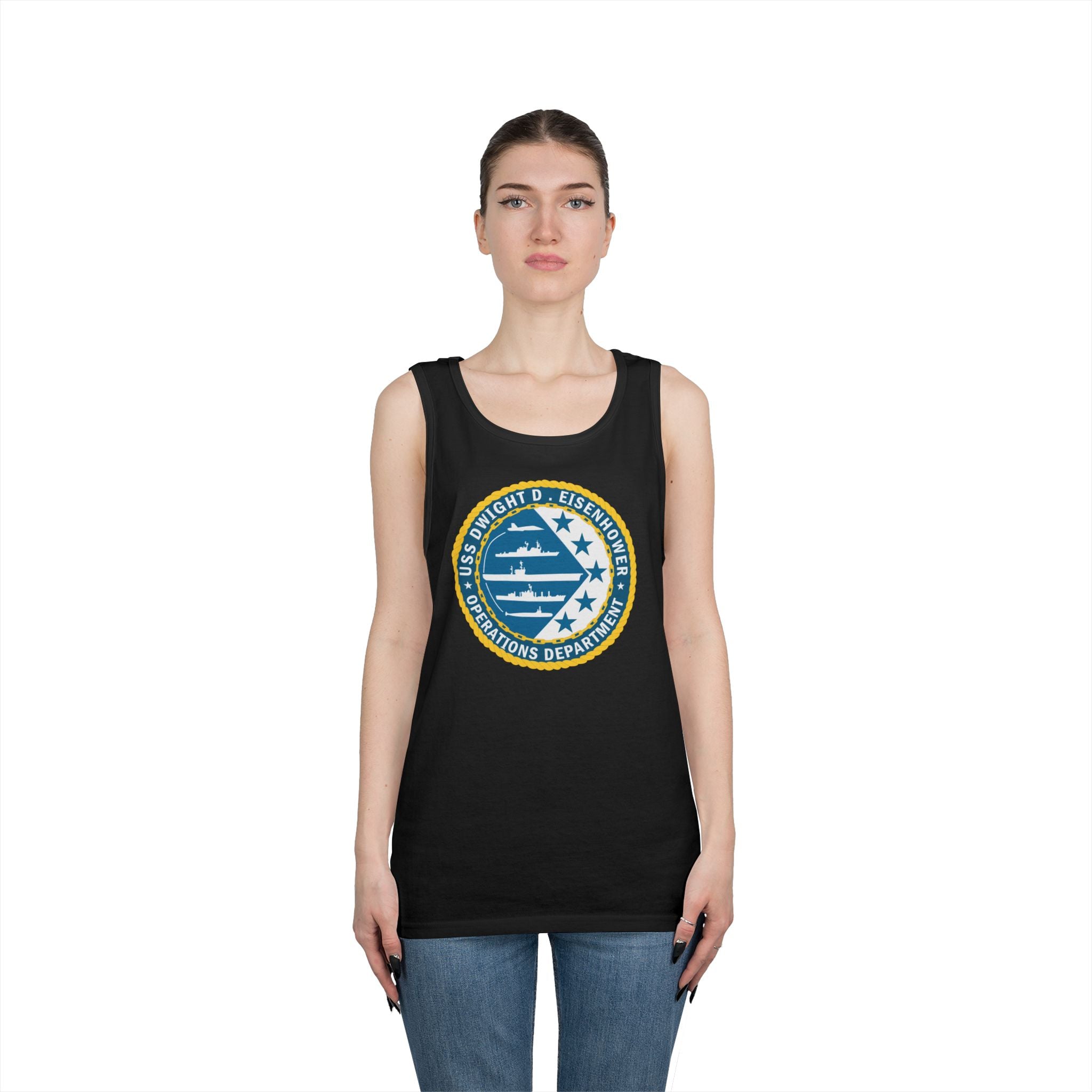 Unisex Heavy Cotton Tank Top - Navy - USS Dwight D. Eisenhower (CVN-69) - Operations Department wo txt