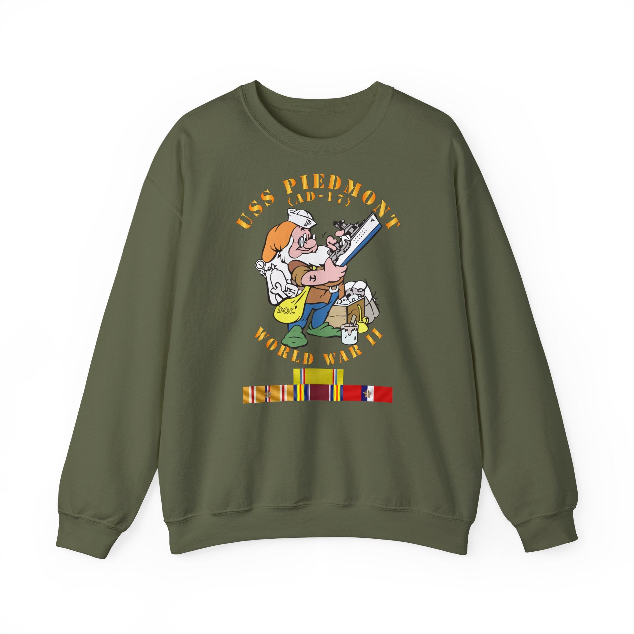 Unisex Heavy Blend™ Crewneck Sweatshirt - Navy - USS Piedmont (AD-17) w PAC SVC WWII