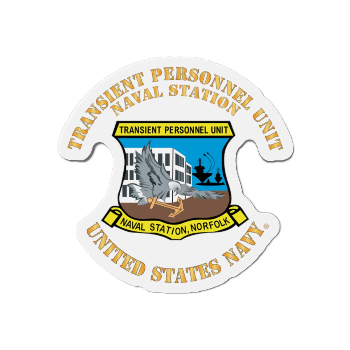 Die-Cut Magnet - Navy - Transient Personnel Unit - Naval Station Norfolk