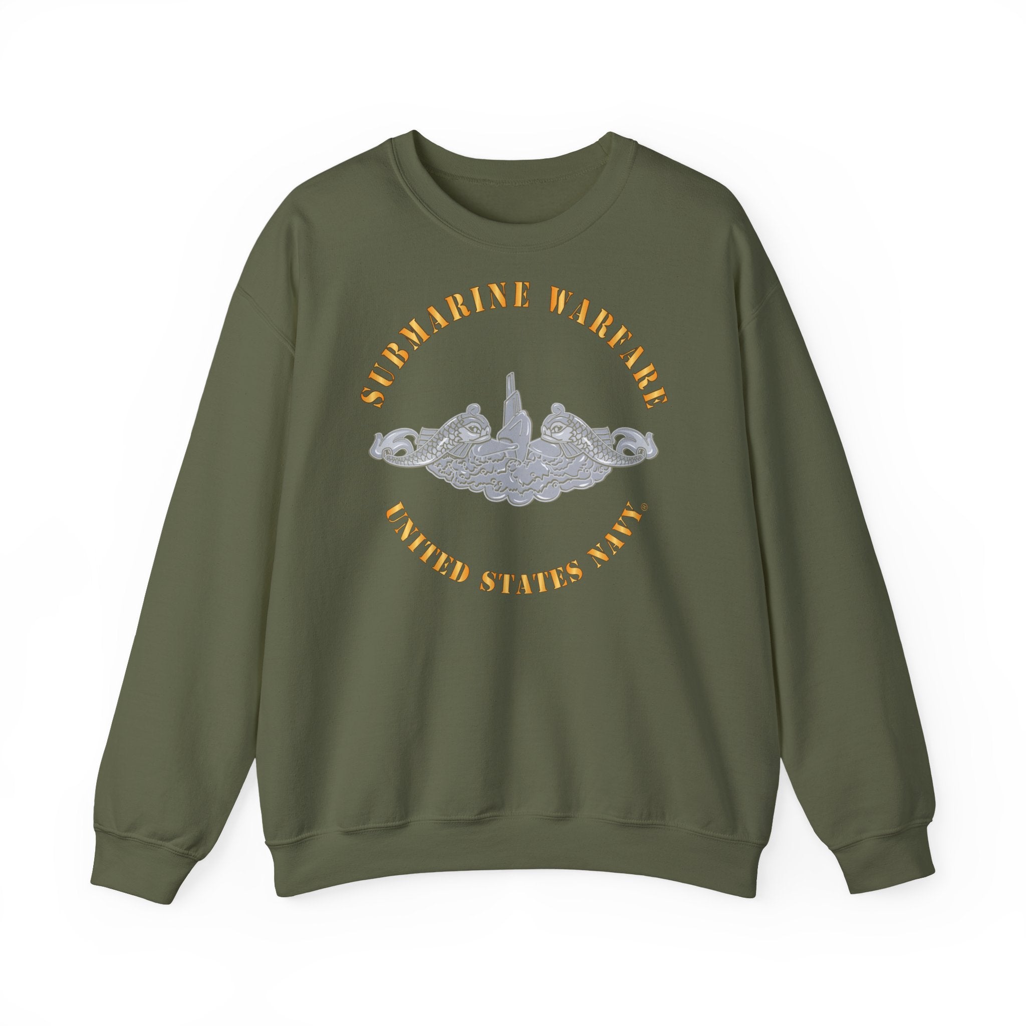 Unisex Heavy Blend™ Crewneck Sweatshirt - Navy - Submarine Badge - Silver