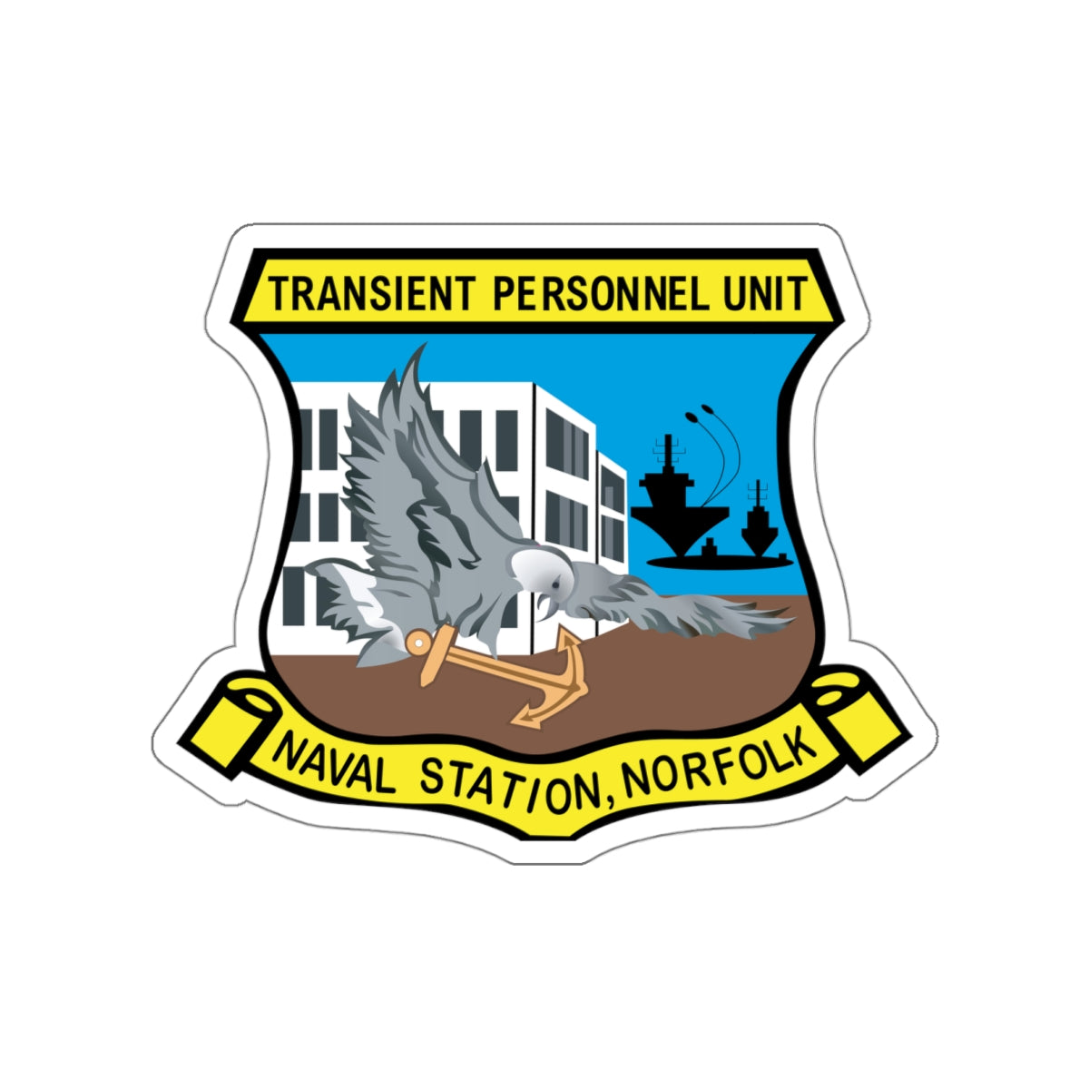 Die-Cut Vinyl Sticker - Navy - Transient Personnel Unit - Naval Station Norfolk wo Txt