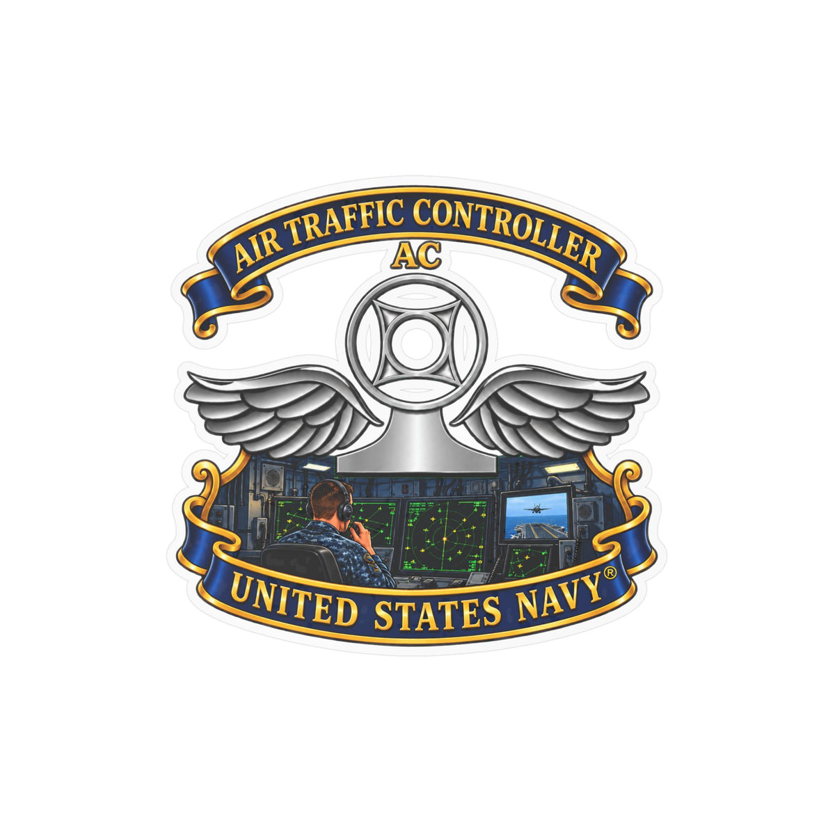Kiss-Cut Vinyl Decal - Navy - Rate - Air Traffic Controller (AC) - Shipboard Version  3D - Enhanced