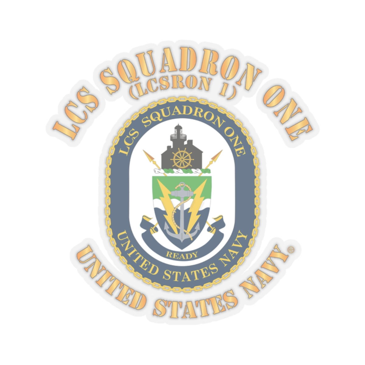 Kiss-Cut Stickers - Navy - LCS Squadron One (LCSRON 1)